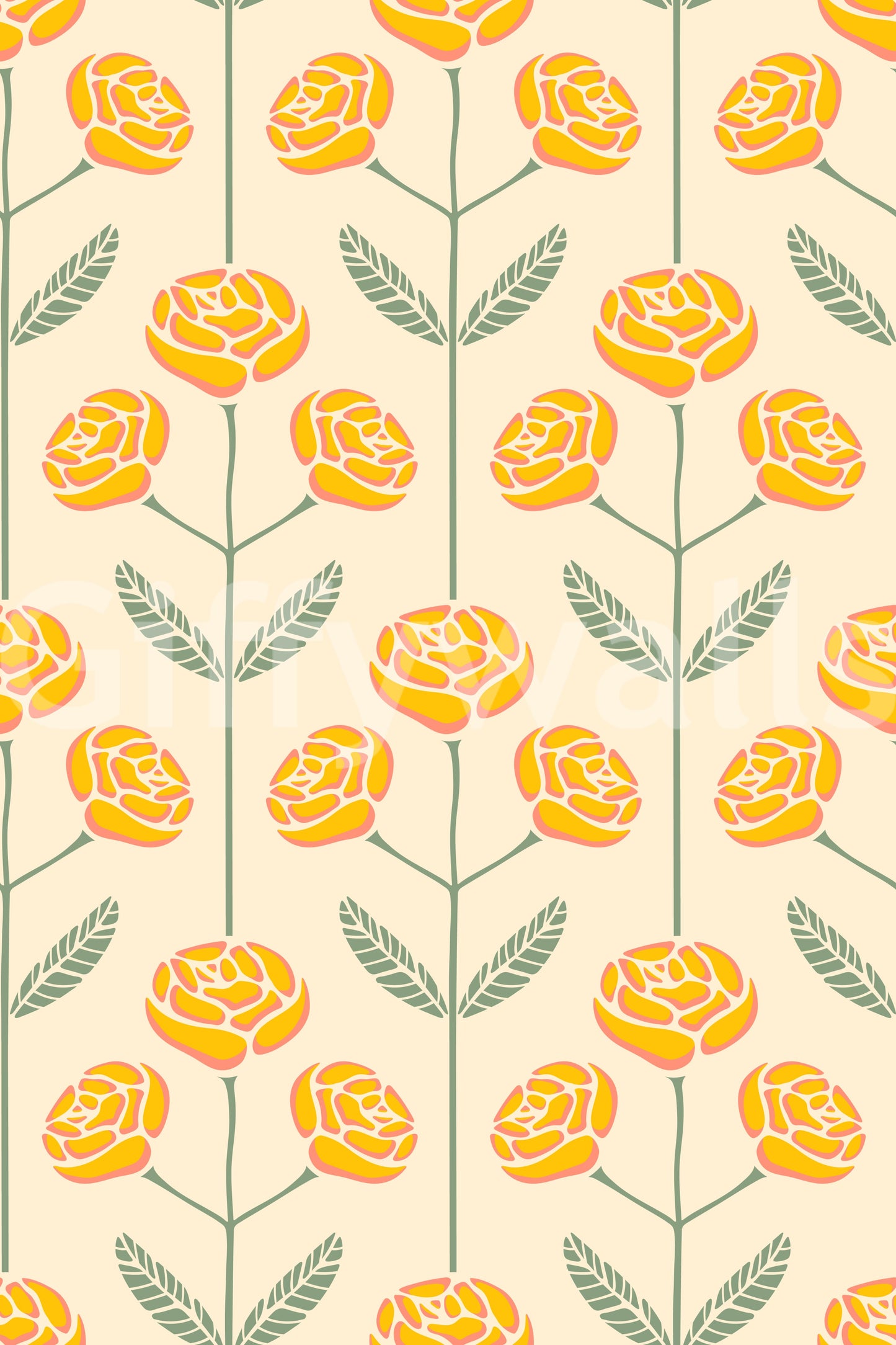 Floral wallpaper with a gentle, painterly feel.