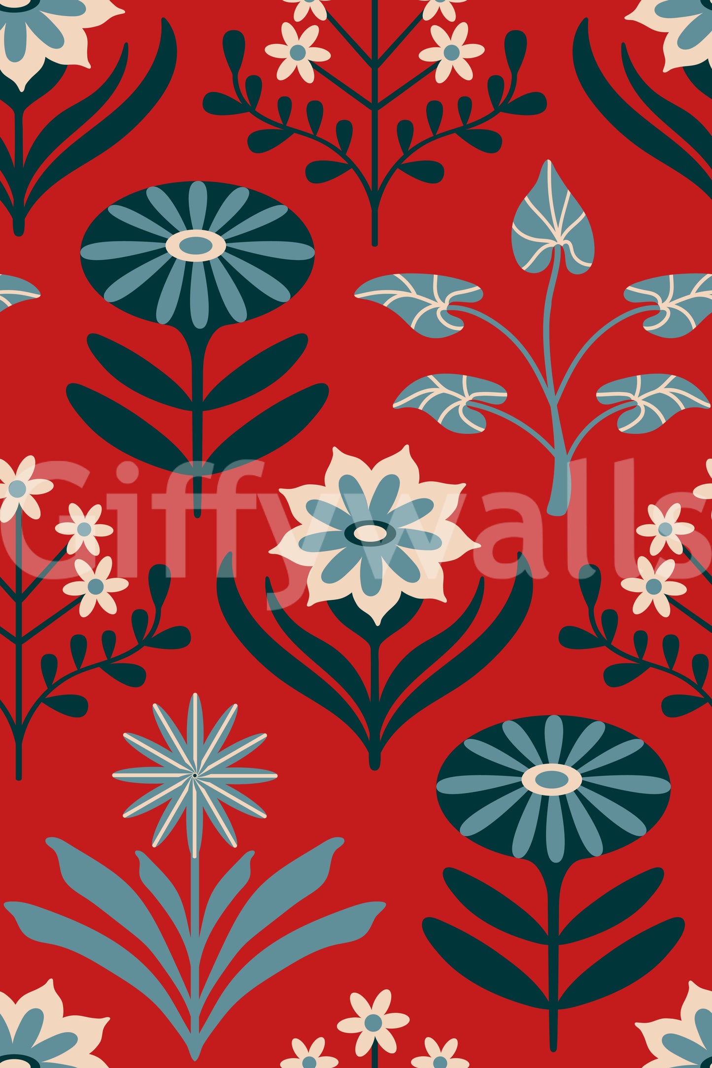 Floral wallpaper with a gentle, painterly feel.