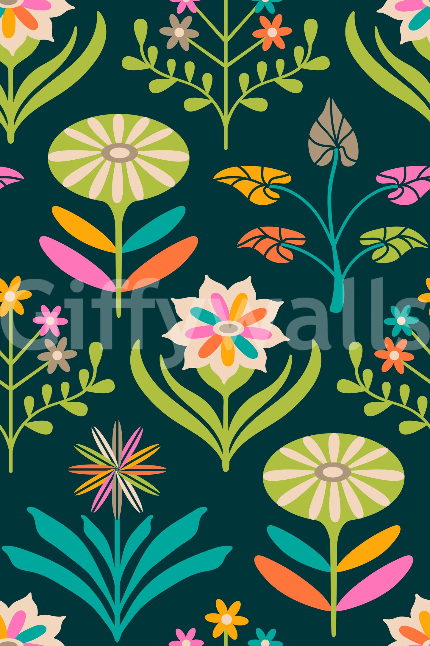 Floral wallpaper with a gentle, painterly feel.