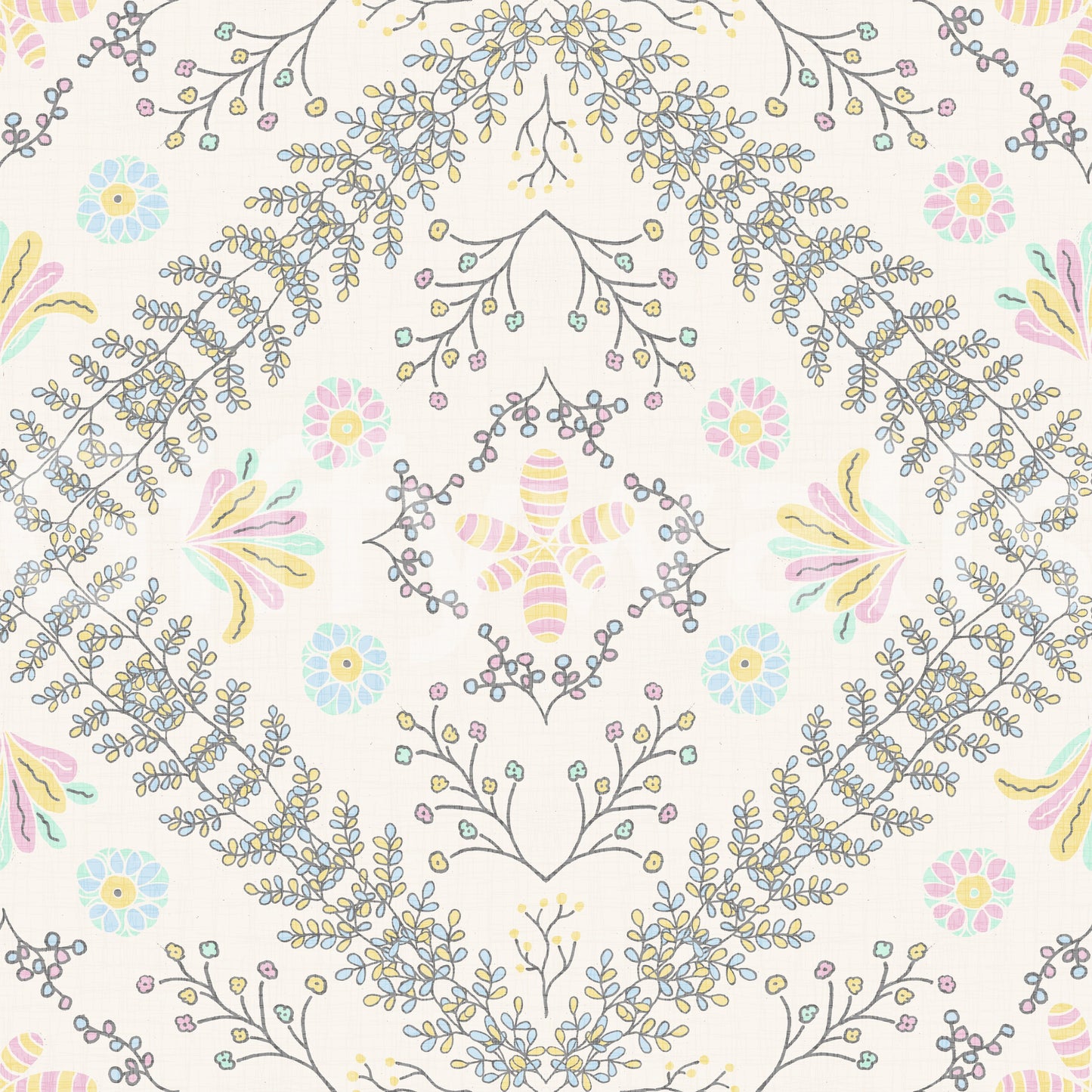 botanical motifs on a white background