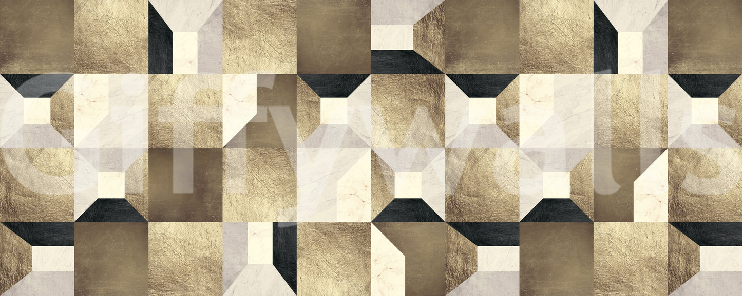 The Gilded Geometry mural makes a bold and sophisticated statement.