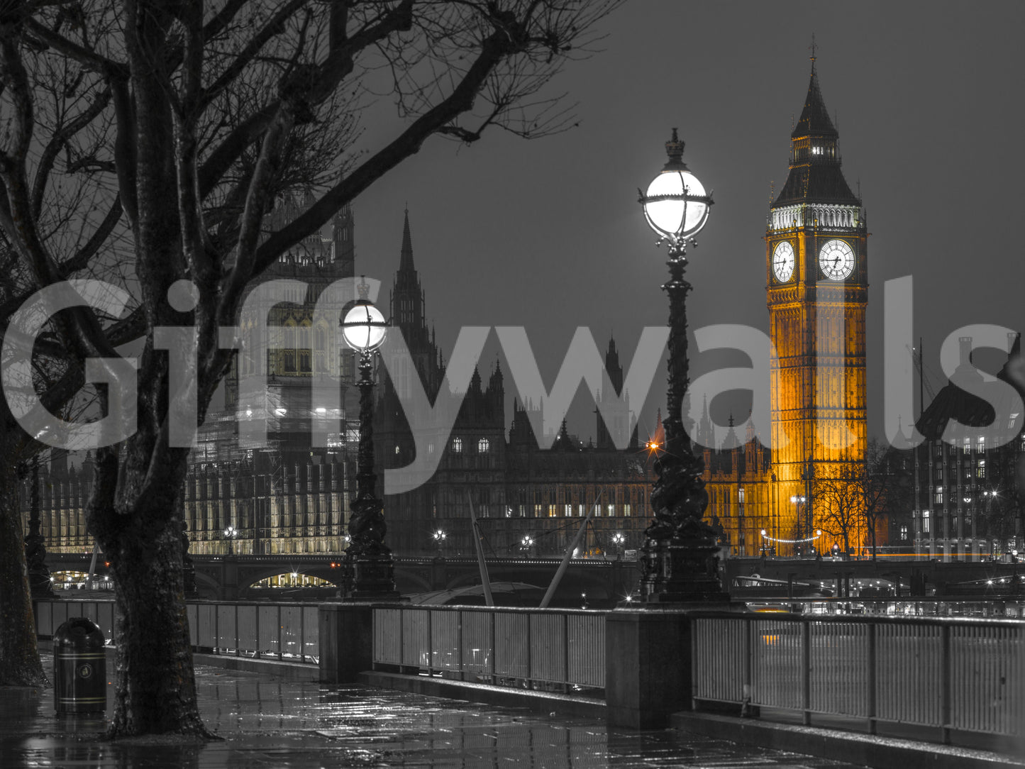 The mural is a high-impact focal point for any interior.