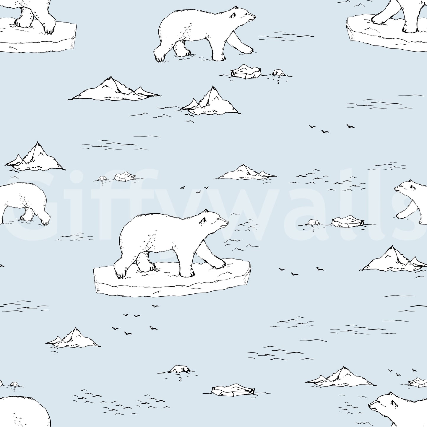 A seamless pattern of polar bears on a wall