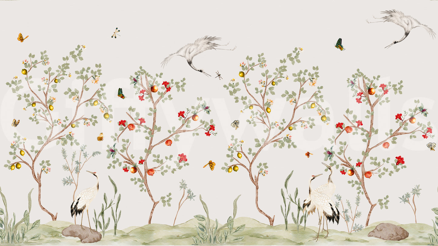 Chinoiserie Cranes sophisticated decor