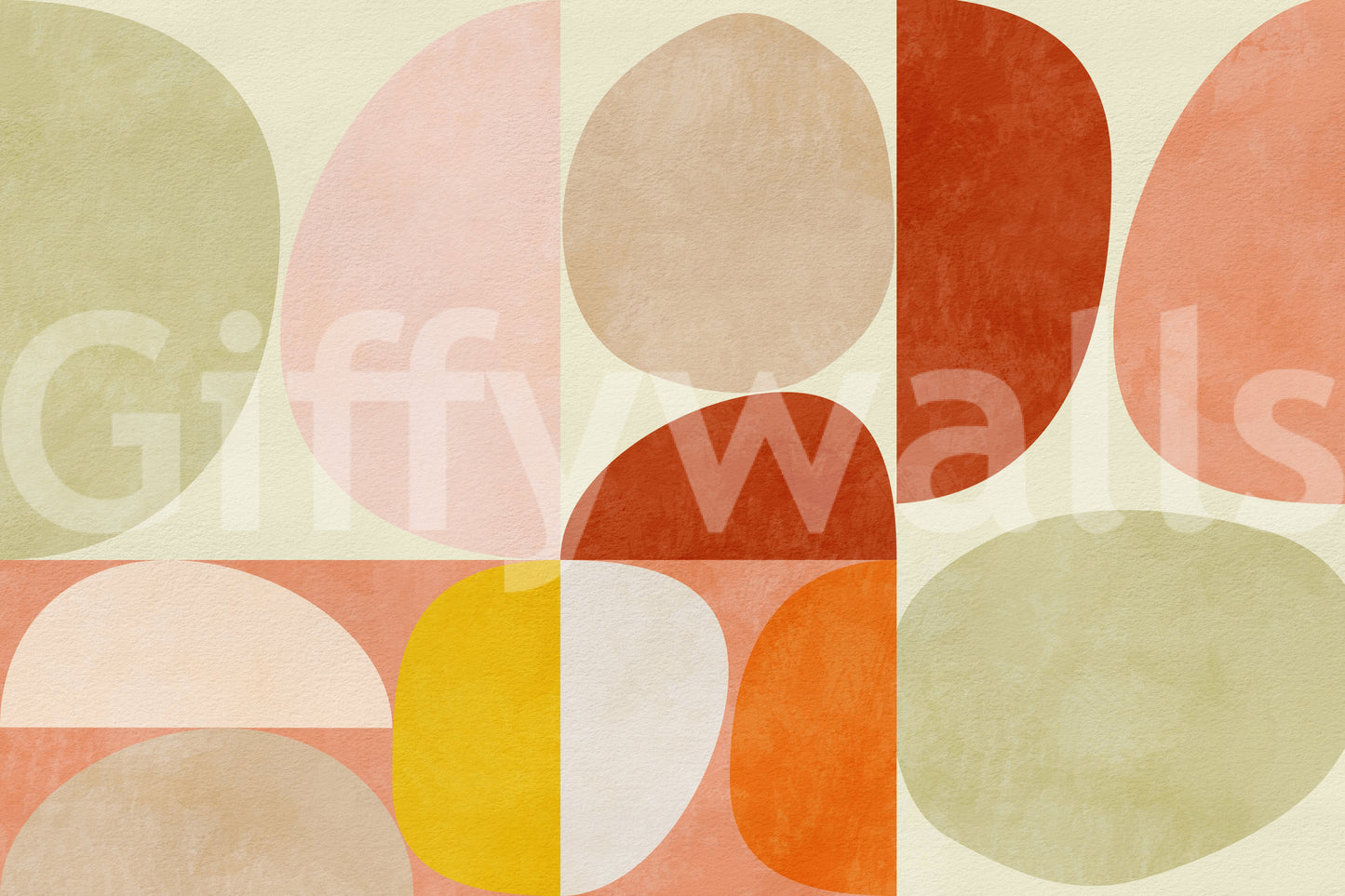 An artistic minimalist shape mural for home decor.