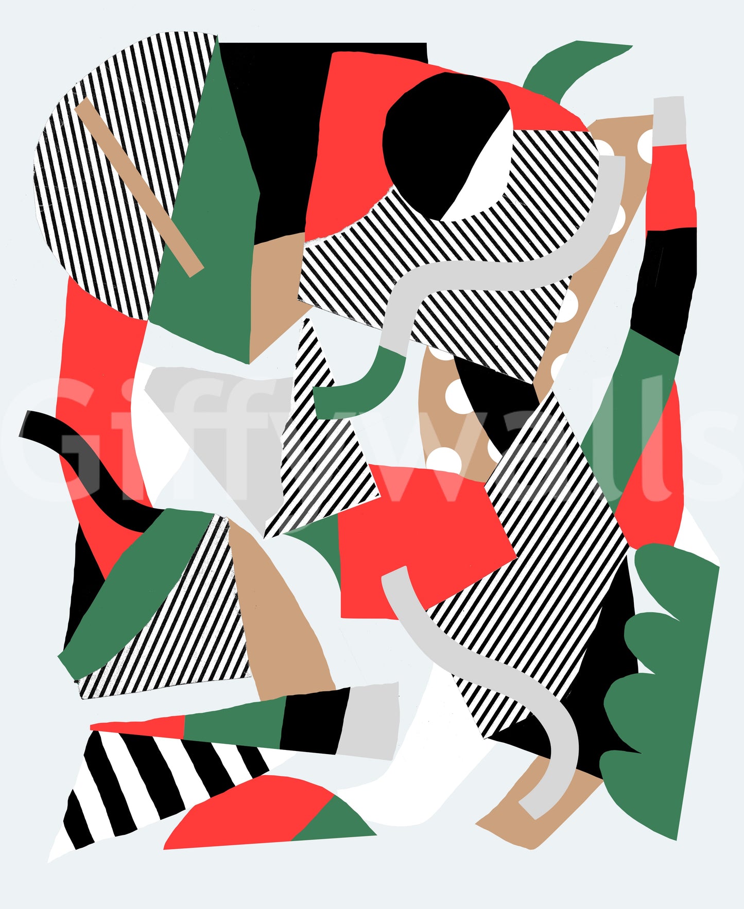 A peaceful vibrant color mural on decorative wallpaper.