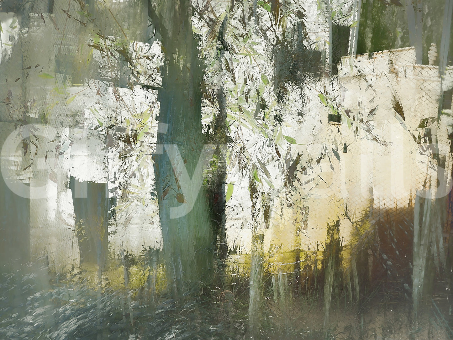 Misty Woodland Abstraction Wall Mural -2377428