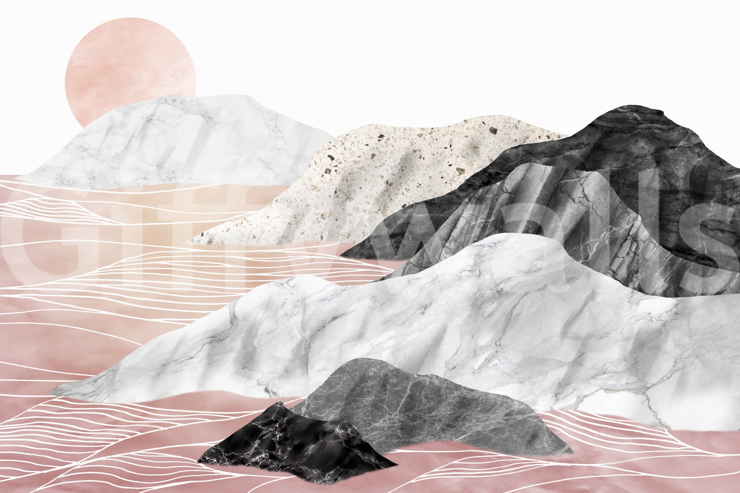 Marble Peaks Sunset Wall Mural -2583865