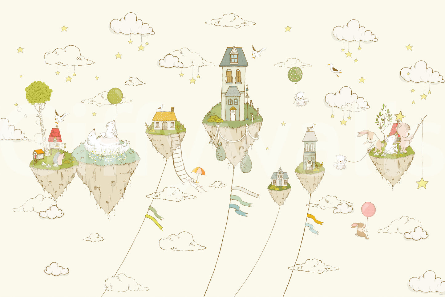 Floating Dreamland Homes Wall Mural -2759478