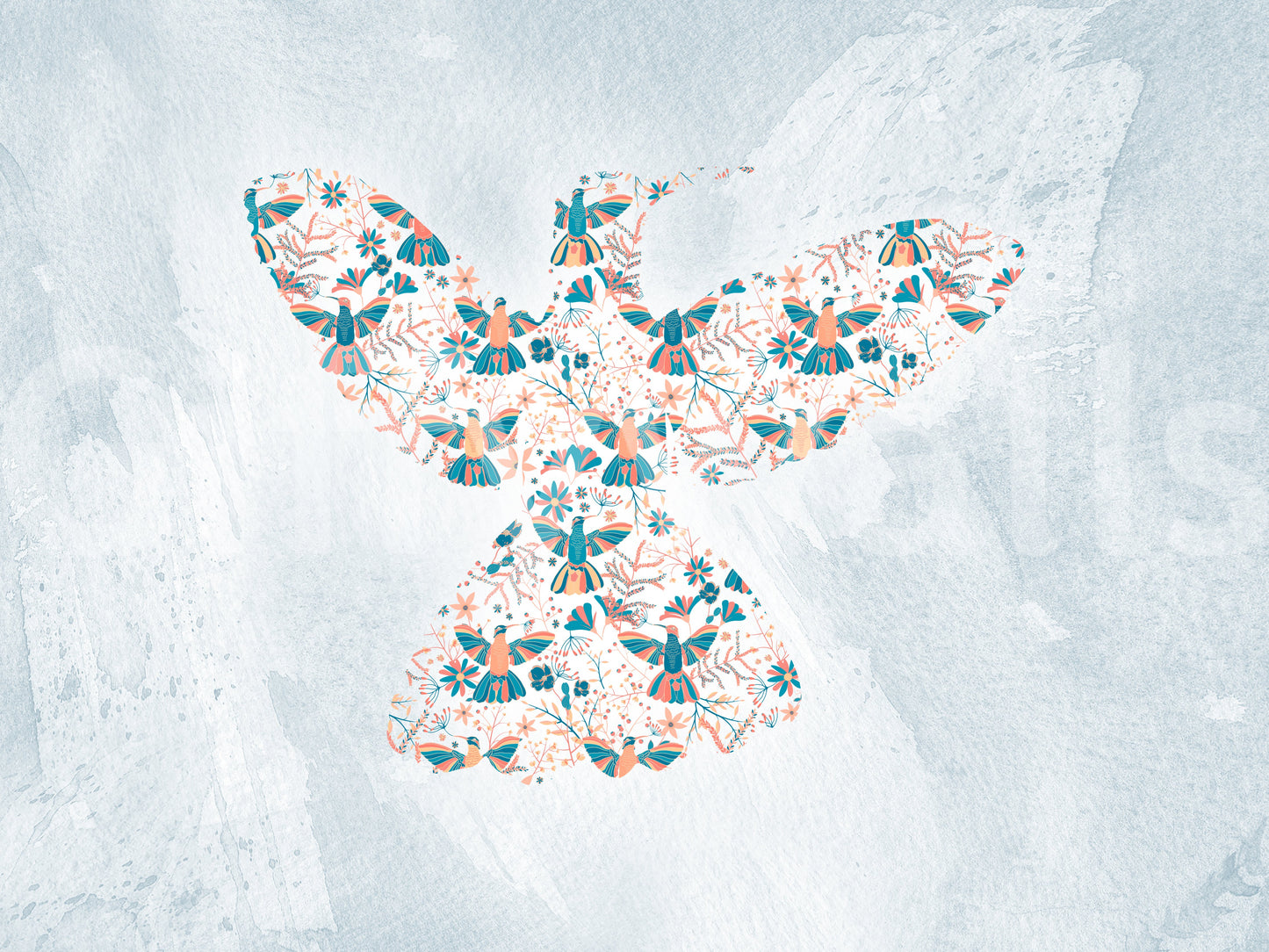 Floral Hummingbird Wall Mural