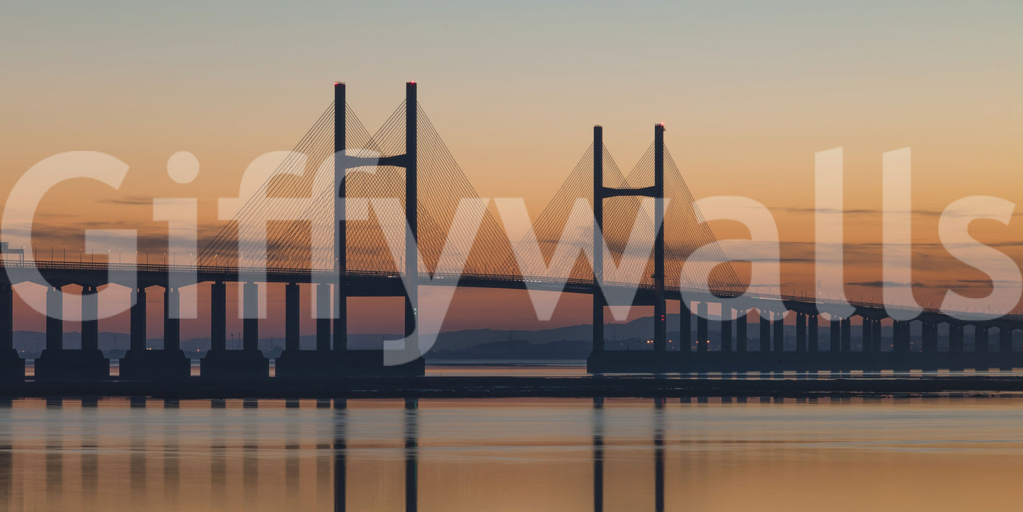 Severn Bridge at Dusk majestic architecture wallpaper masterpiece.