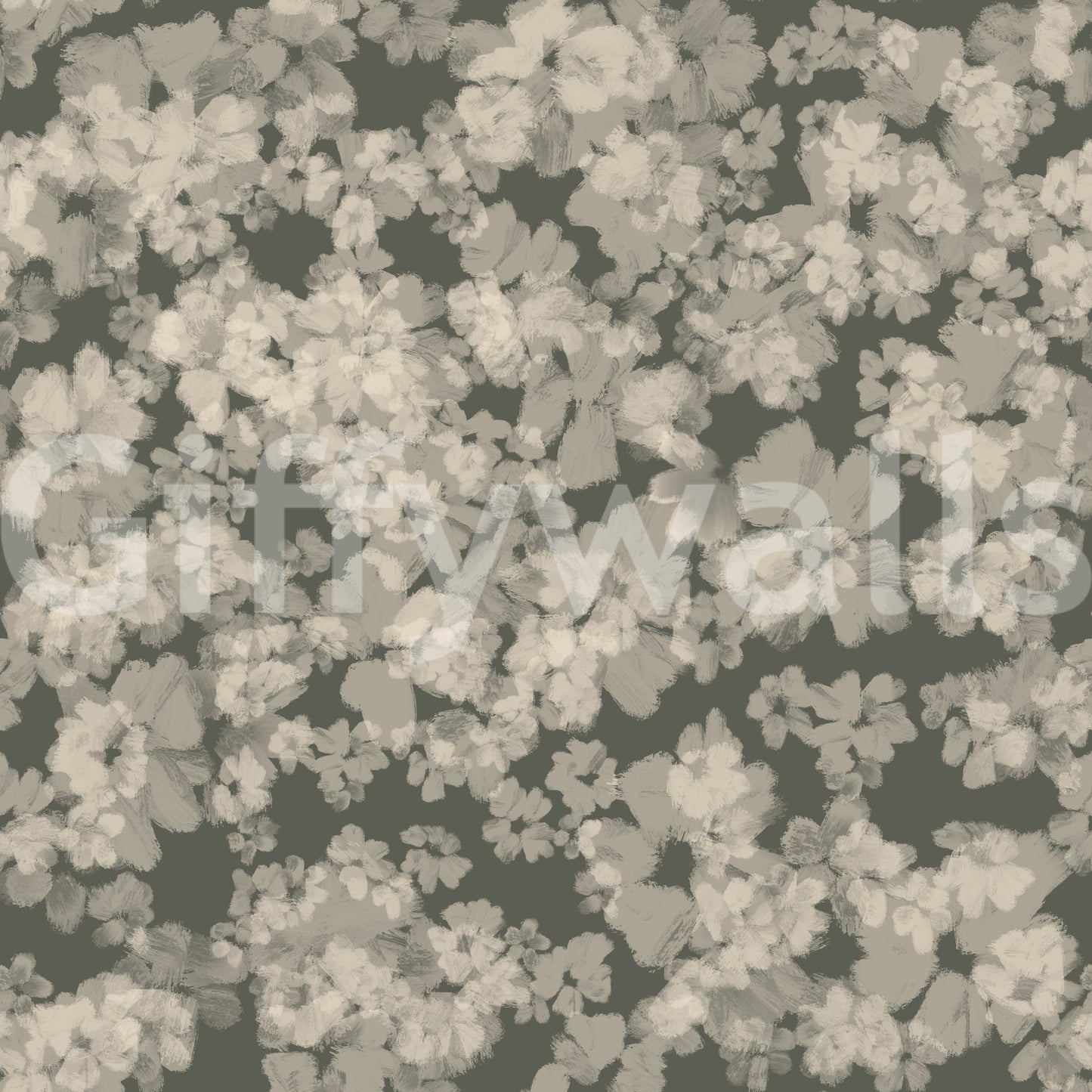 Hazy grey bloom texture wall mural, Whispered Florals, tranquil decorative finish.