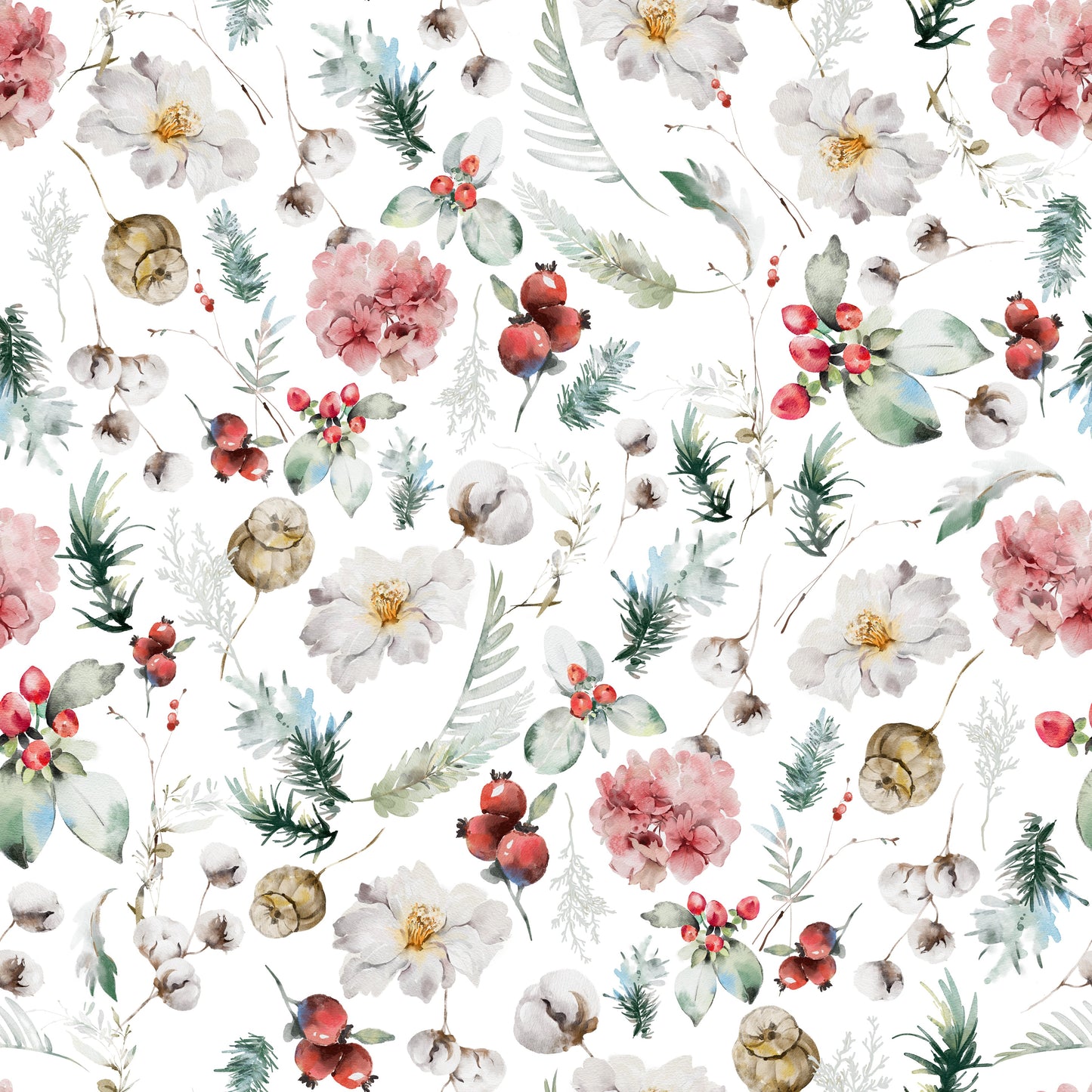 Winter Bloom Watercolor Wallpaper