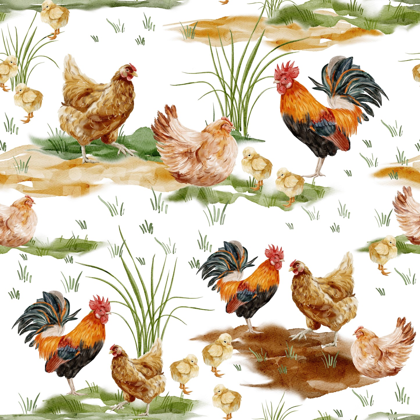 Watercolor Chicken Coop Wallpaper