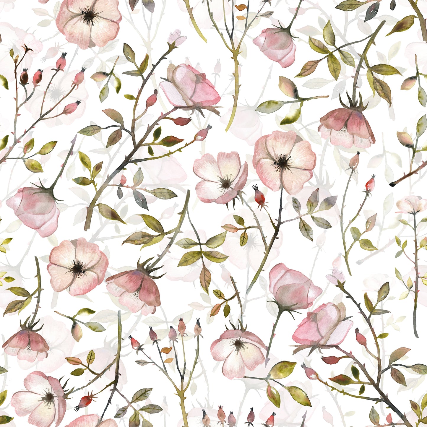 Watercolor Rose Garden Wallpaper