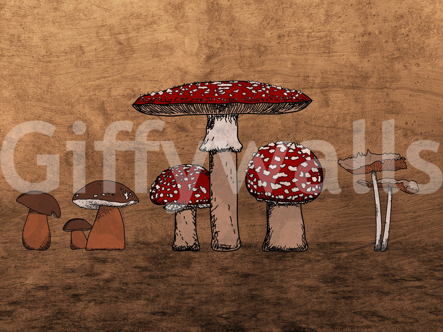 Ancient Mushrooms Wall Mural