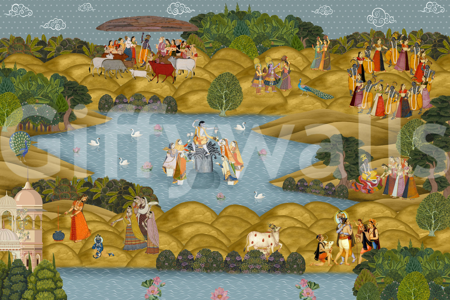 Teal Tapovan Wall Mural