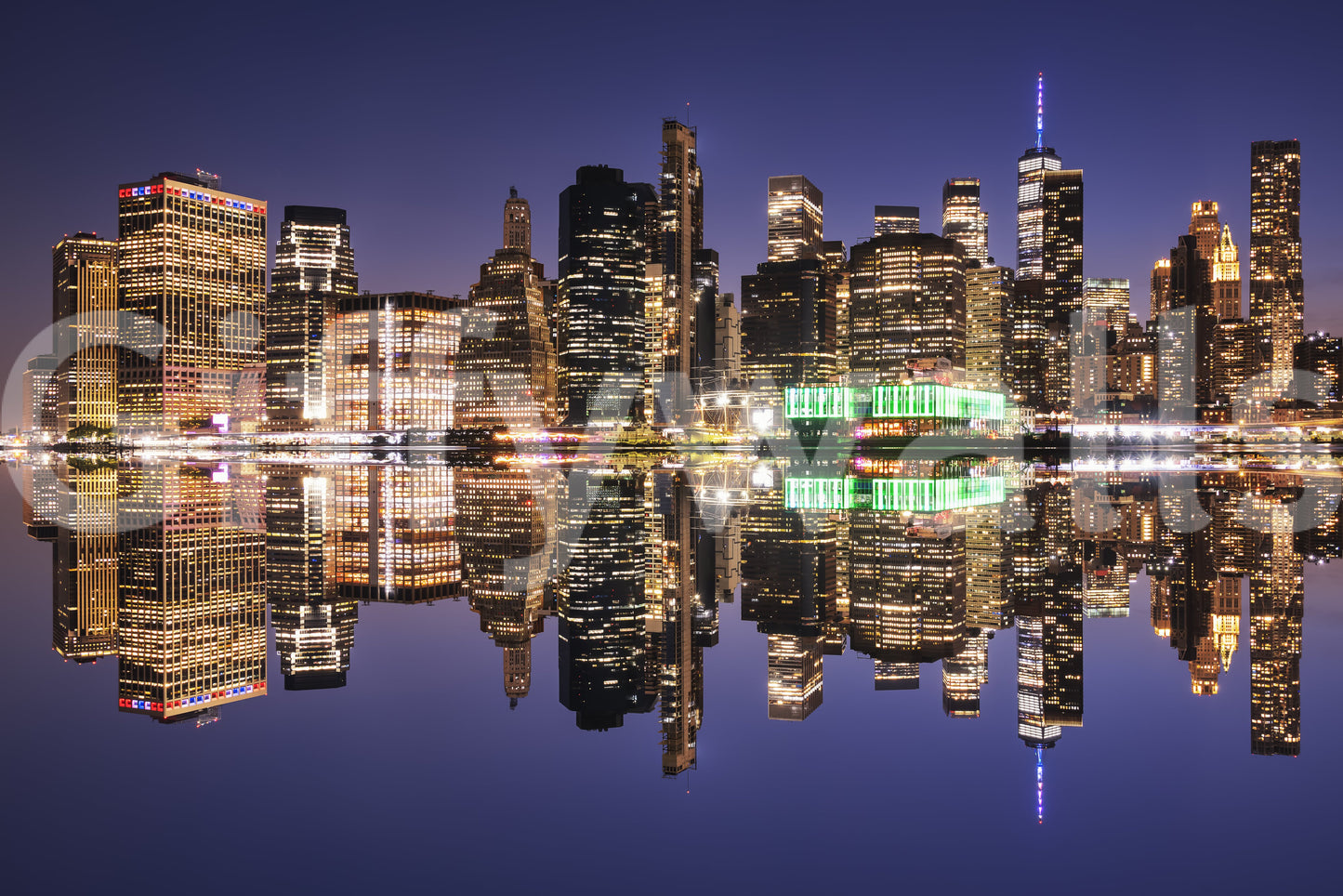 City Lights Reflection Wall Mural