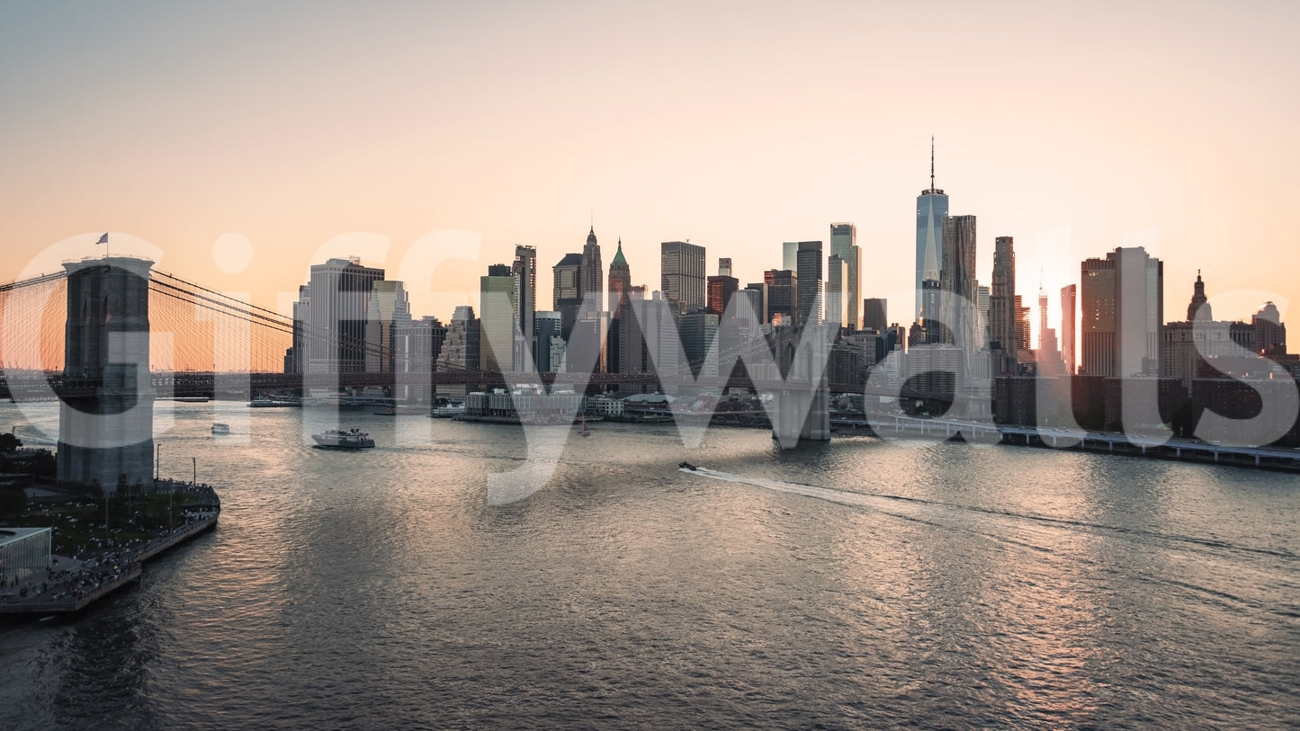 City Lights at Dawn Wall Mural