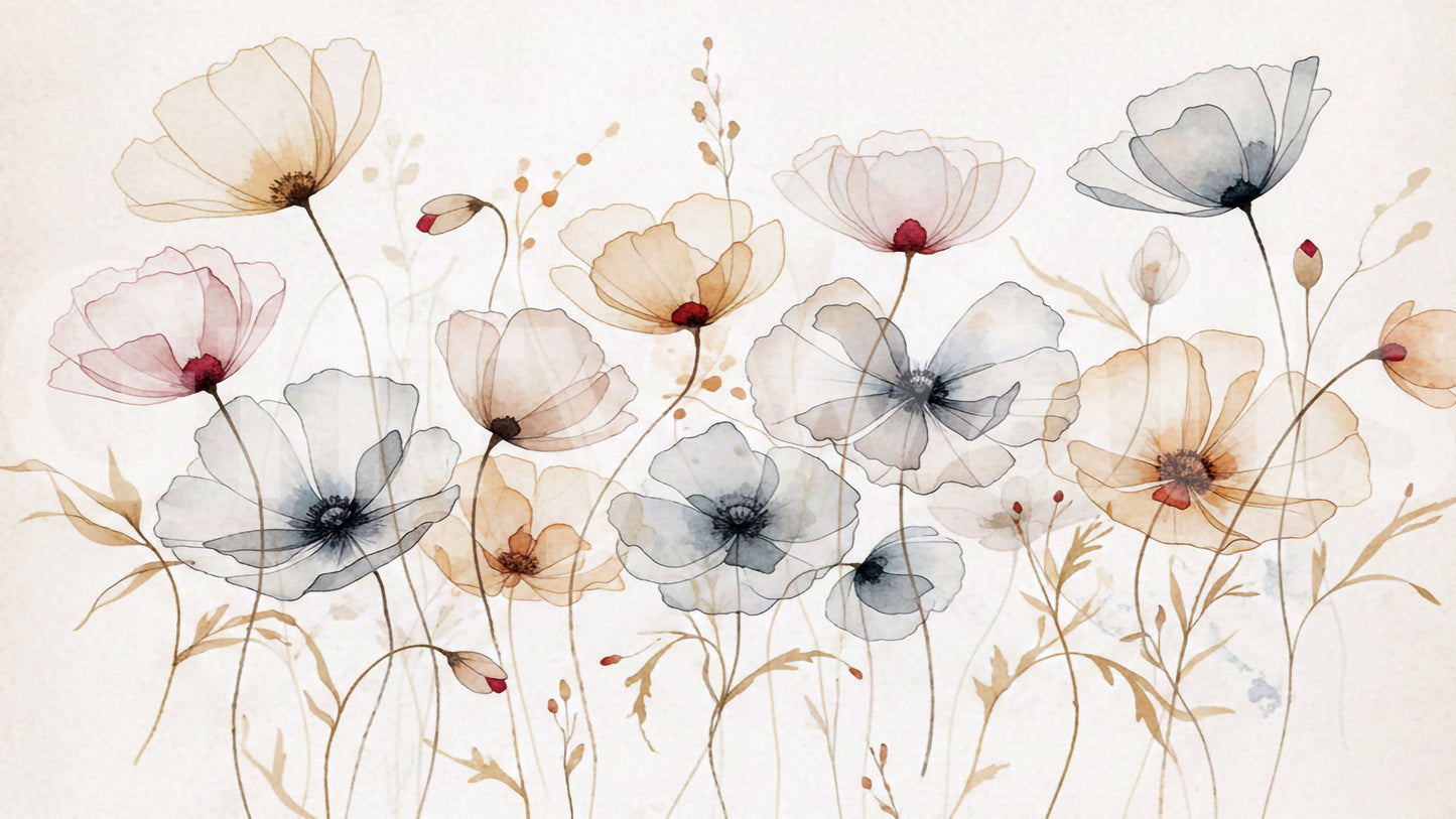 Watercolor Poppies Wall Mural