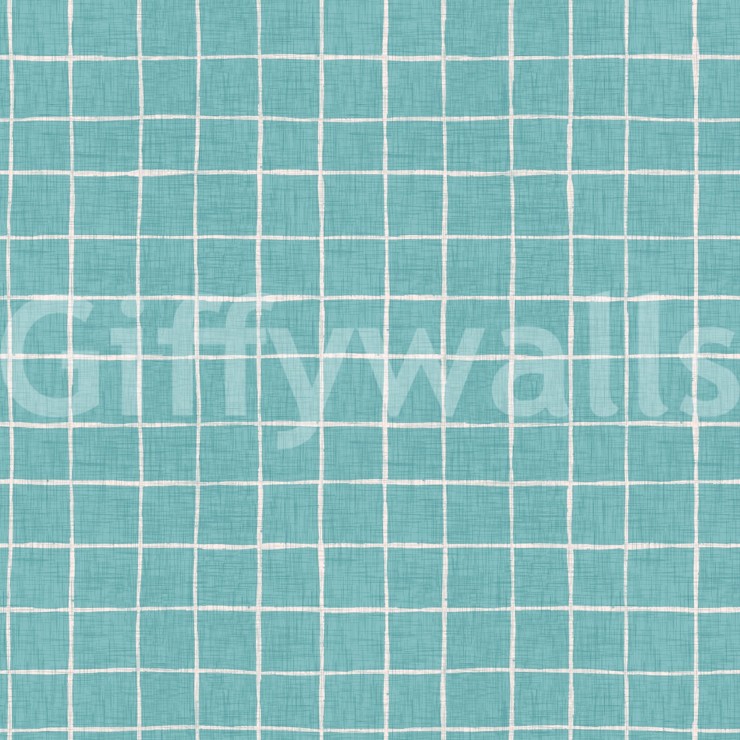 Teal Linen Grid Wallpaper