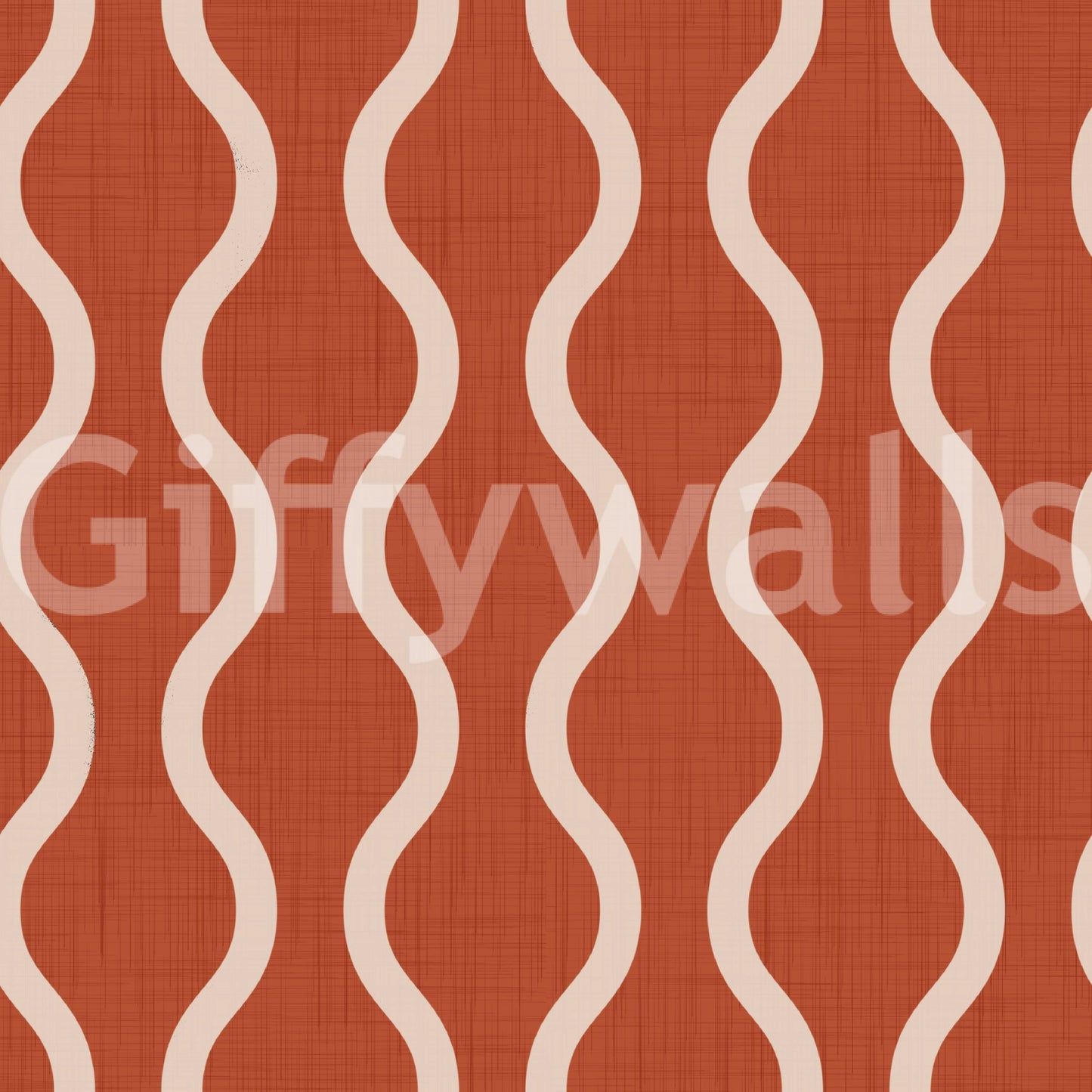 Cozy Scandi Folk Wavy Stripe Burnt Terracotta - Craft Stripe Wallpaper