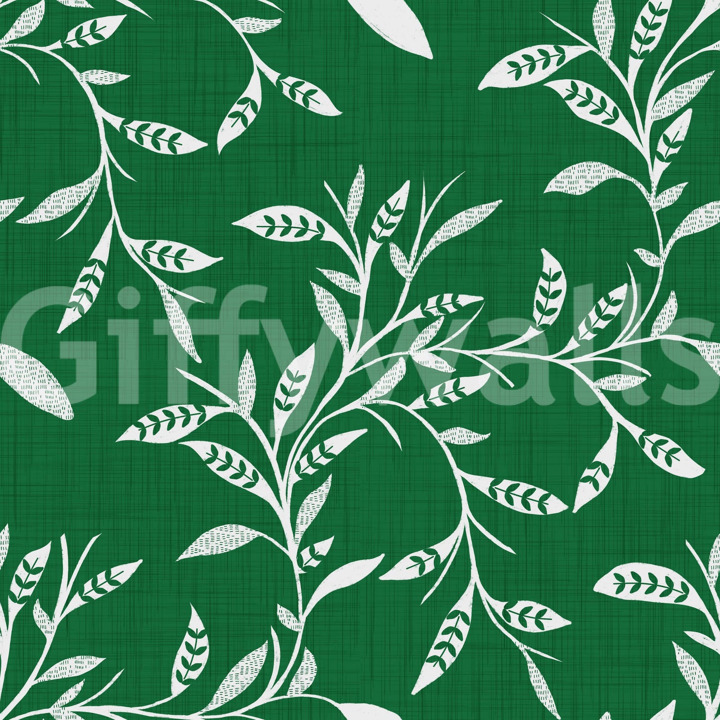 Cozy Scandi Folk Leaf Vine Forest Green - Craft Blender Wallpaper