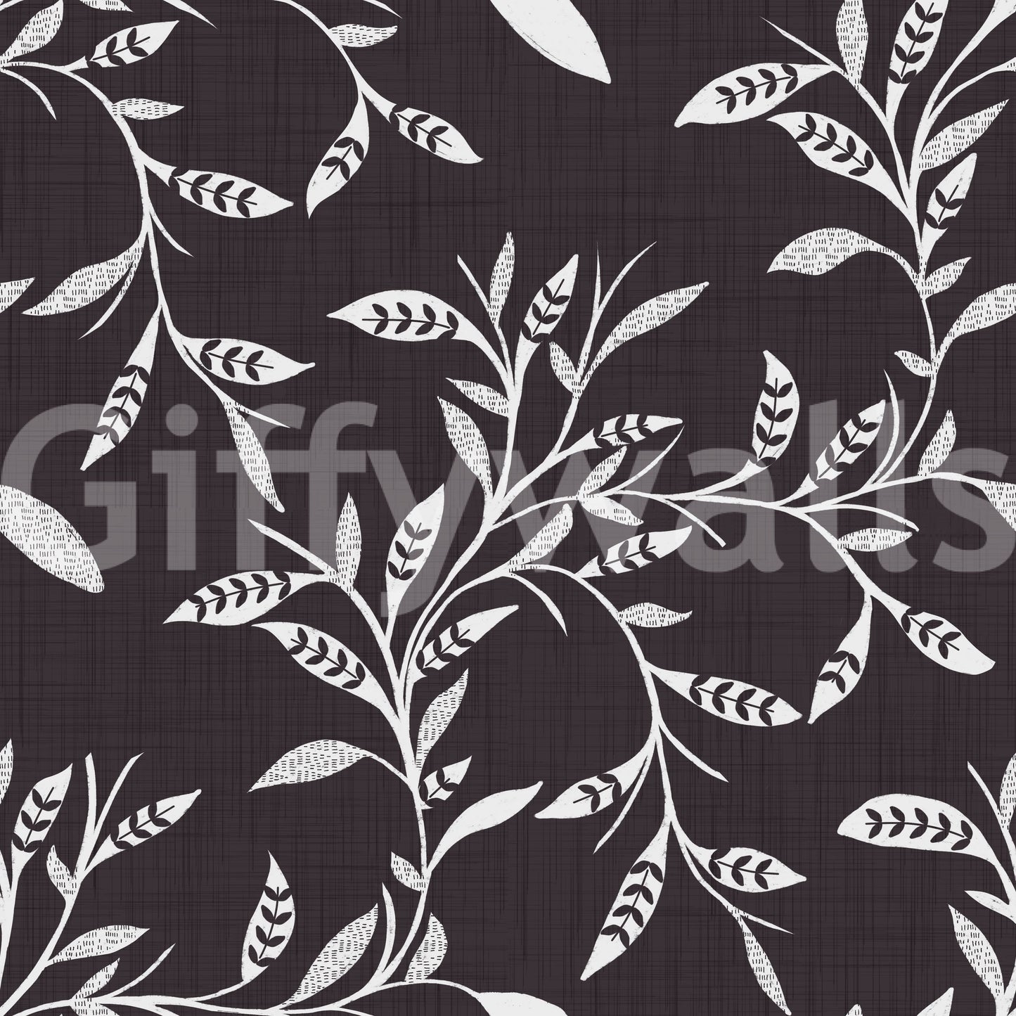 Cozy Scandi Folk Leaf Vine Charcoal - Craft Blender Wallpaper