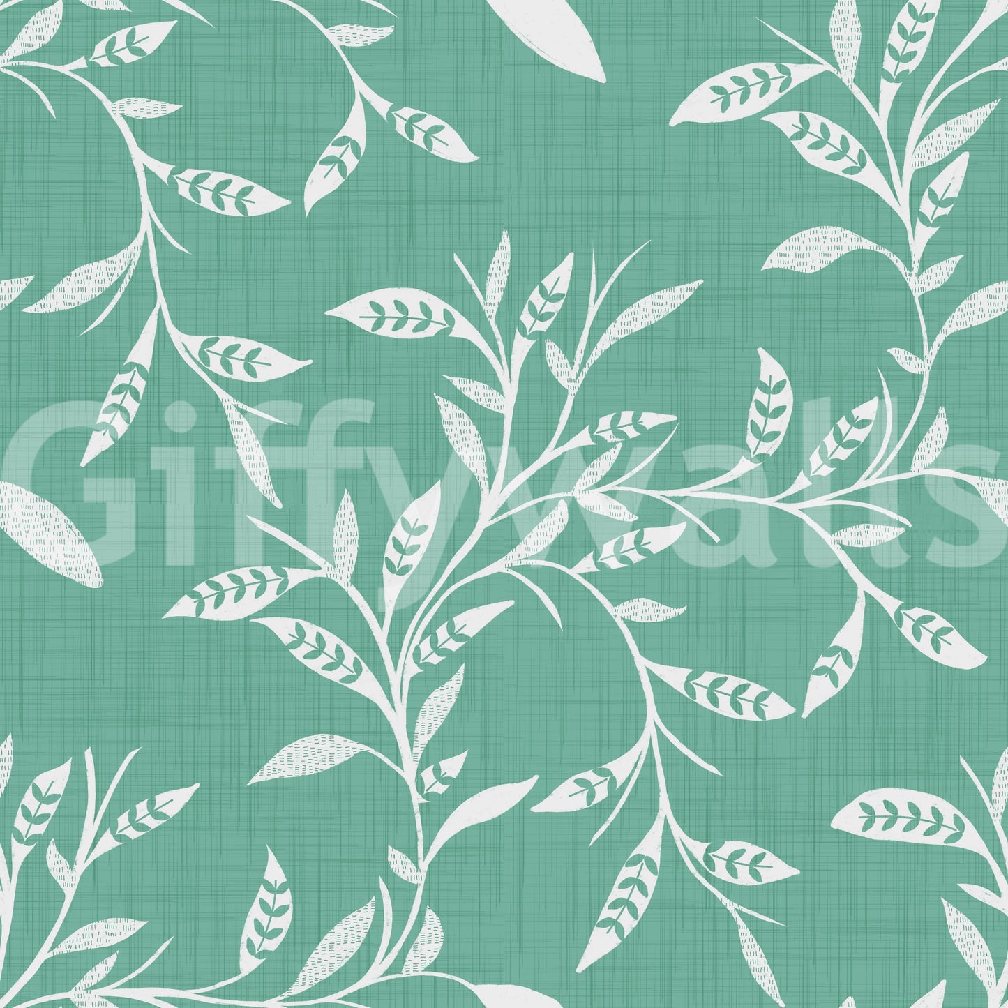 Cozy Scandi Folk Leaf Vine Sage Mint - Craft Blender Wallpaper