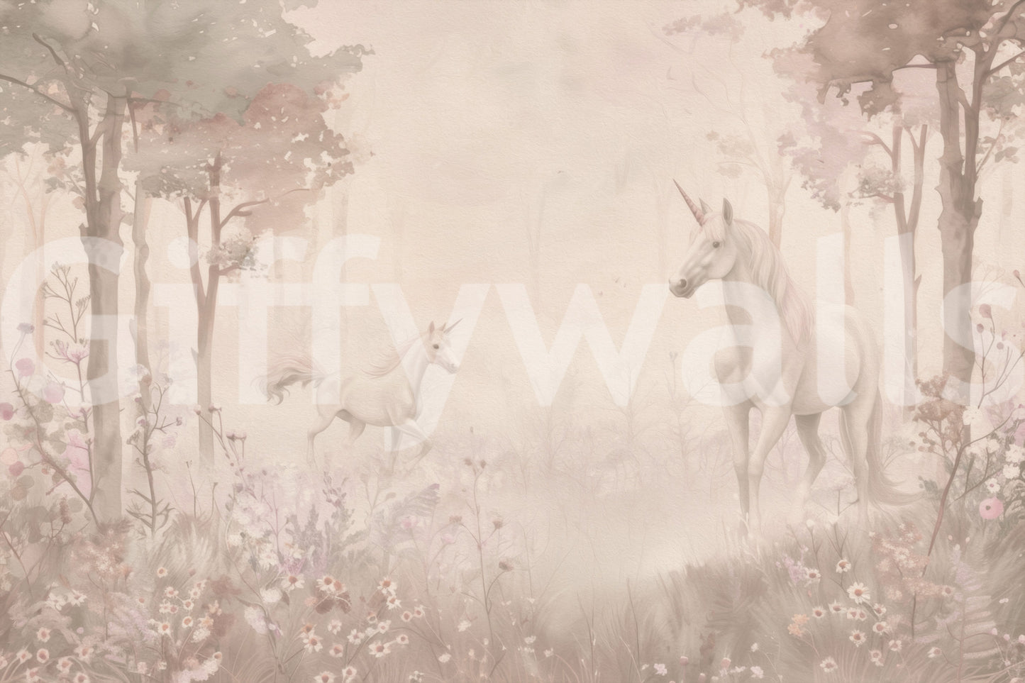 Unicorns in a Magical Dreamy Forest – Shell Wall Mural
