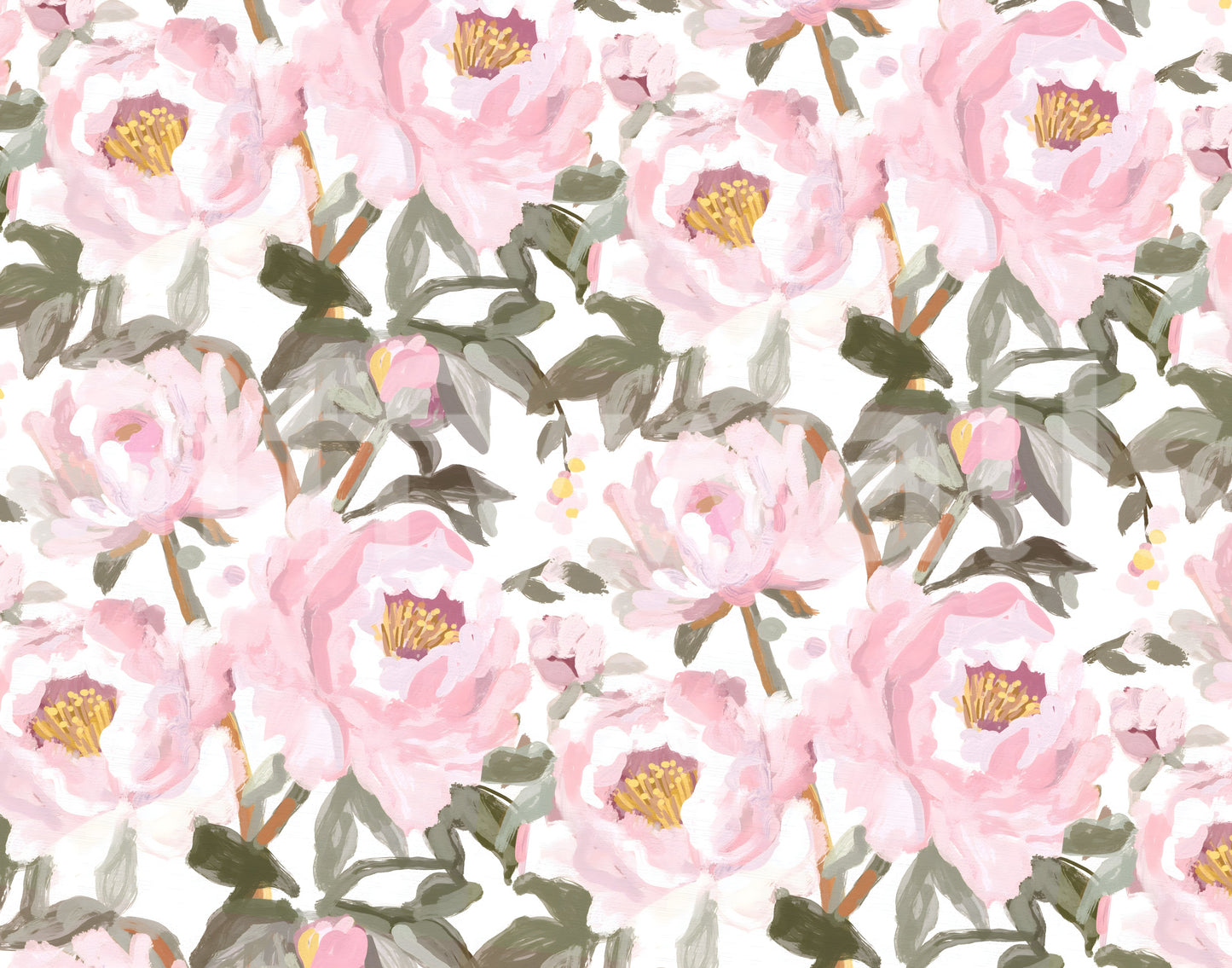 Vintage oil painted Peonies Wall Mural