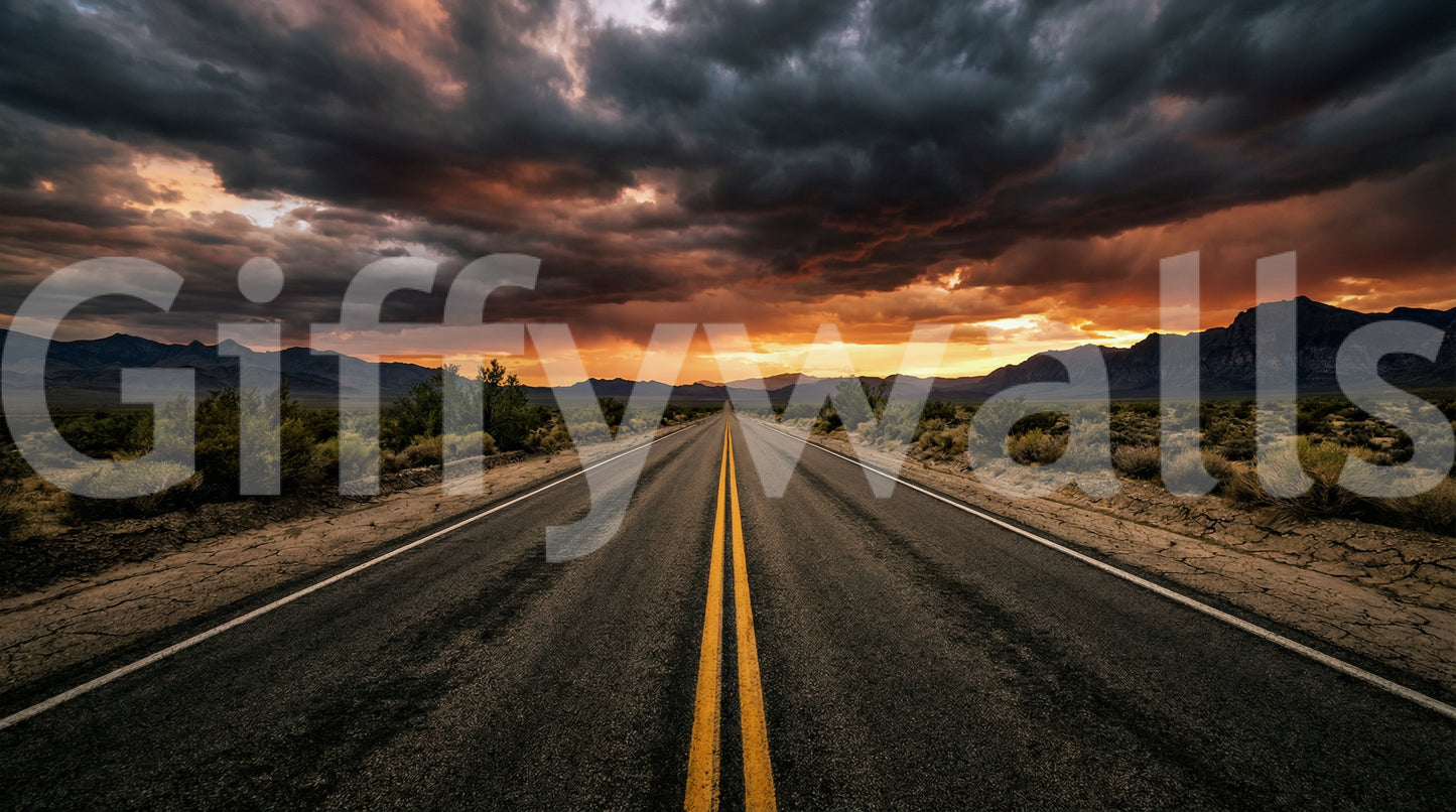 Desert Road Dusk Wall Mural