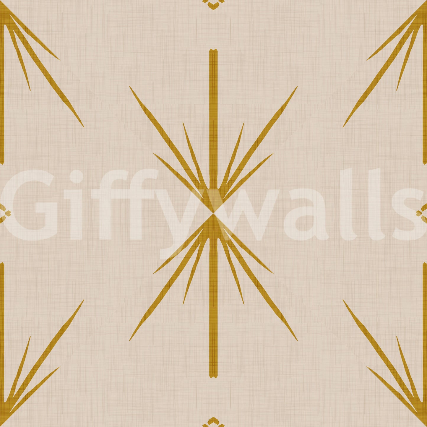 Mid Century Modern Atomic Starburst Cross Mustard Wallpaper