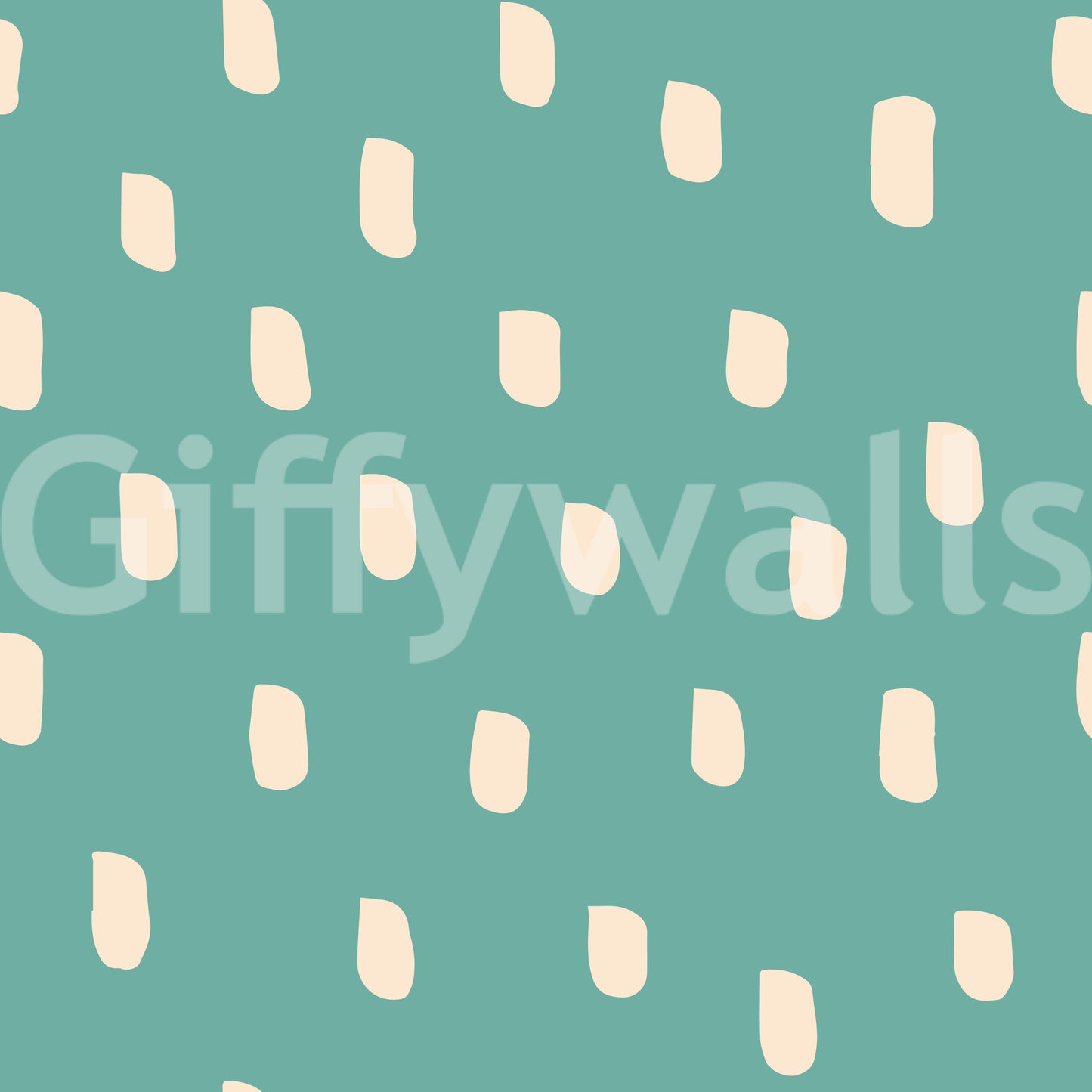 Mid Mod Wildflower Dots - Teal Beige Wallpaper