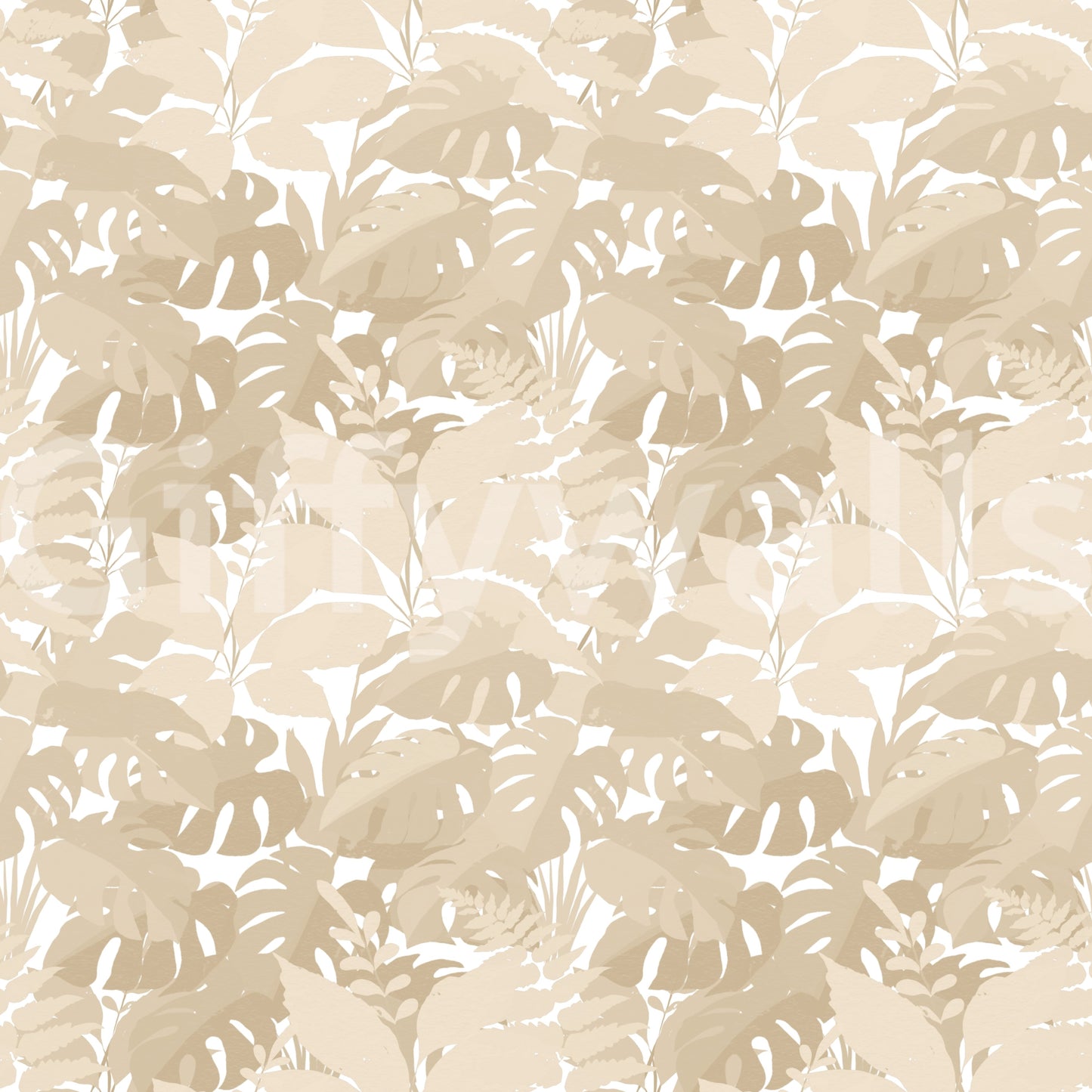 Beige Botanical Embrace Monstera Foliage Wallpaper