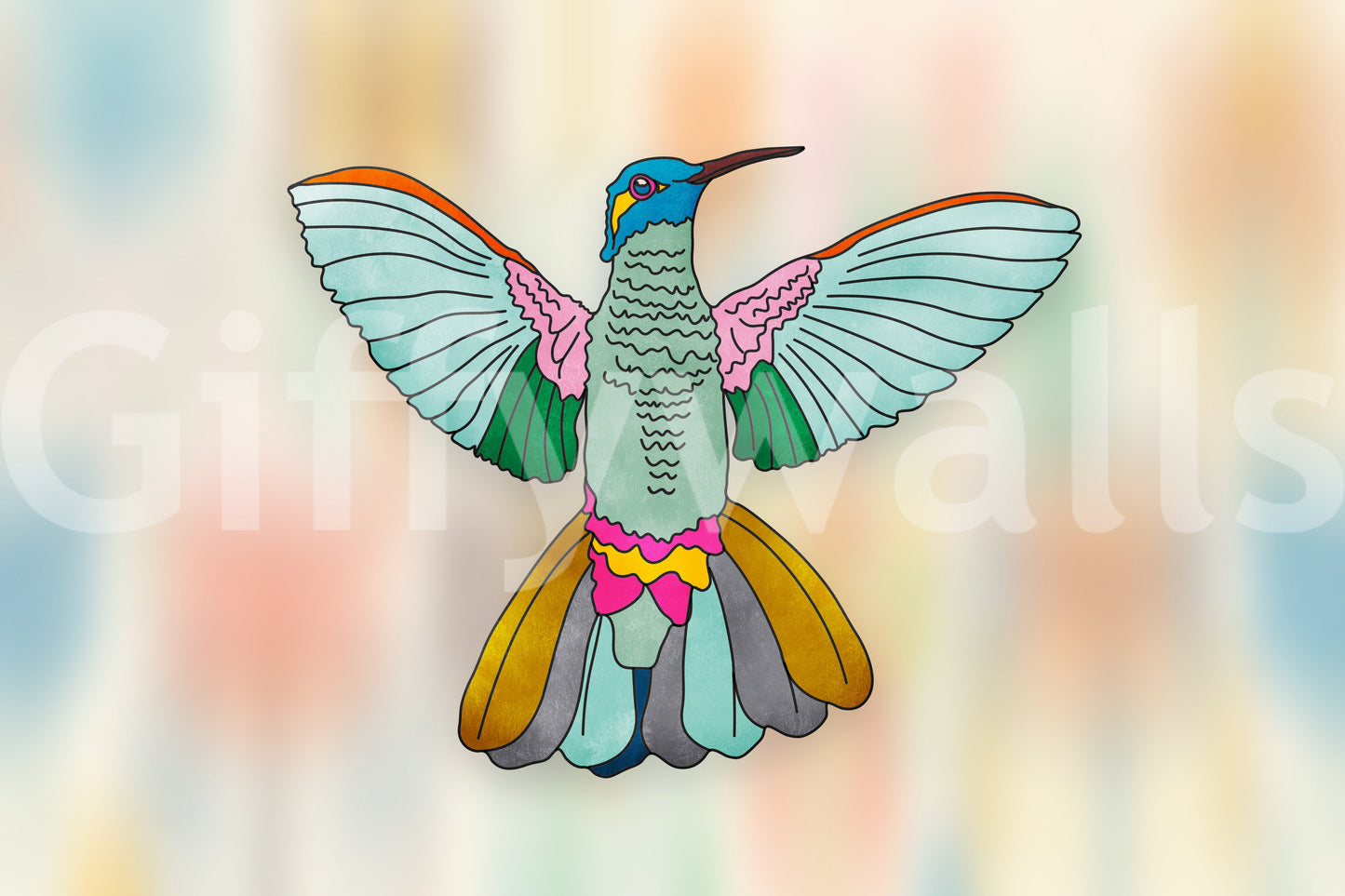 Rainbow hummingbird Wall Mural