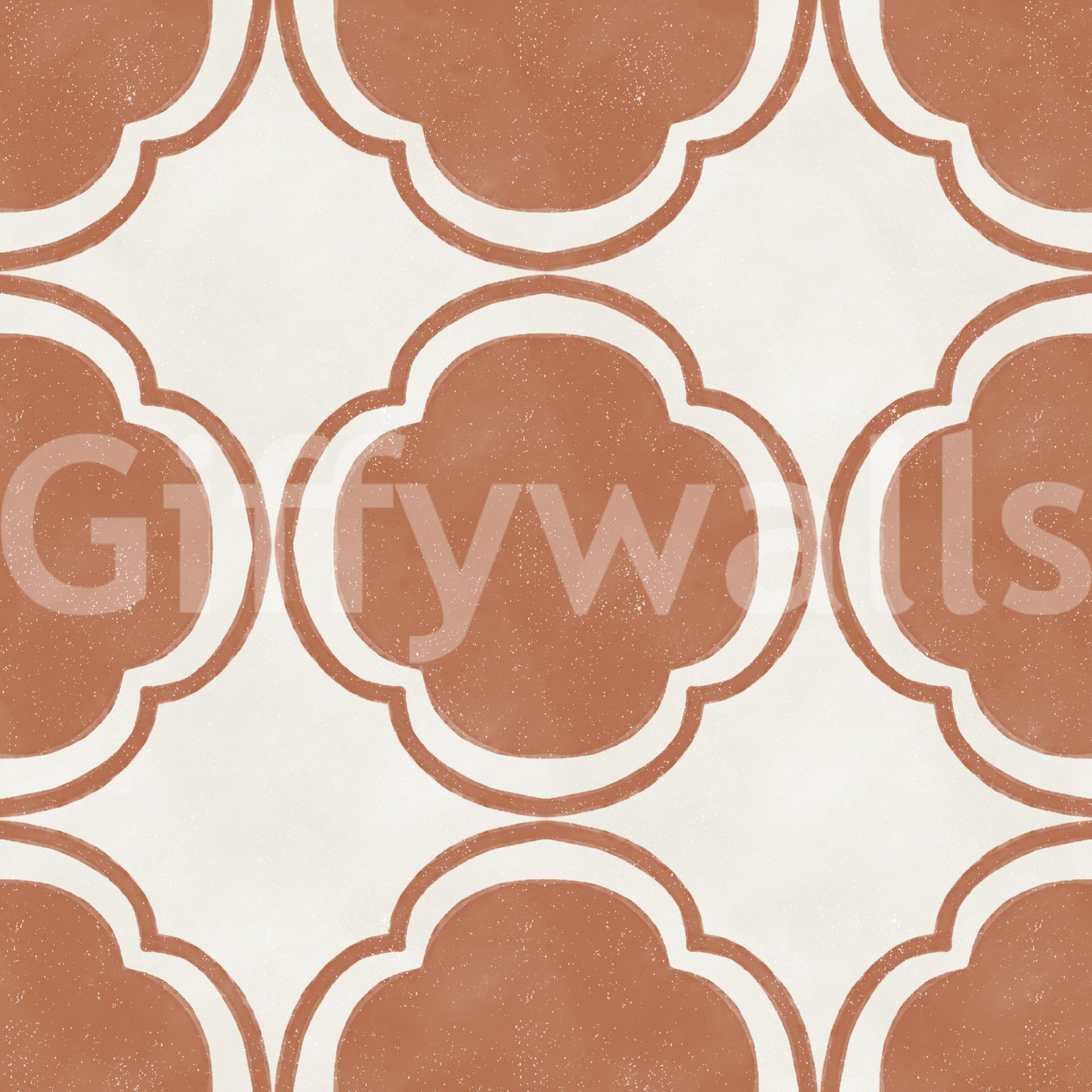 Terracotta quatrefoil pattern wallpaper with soft grain textured finish