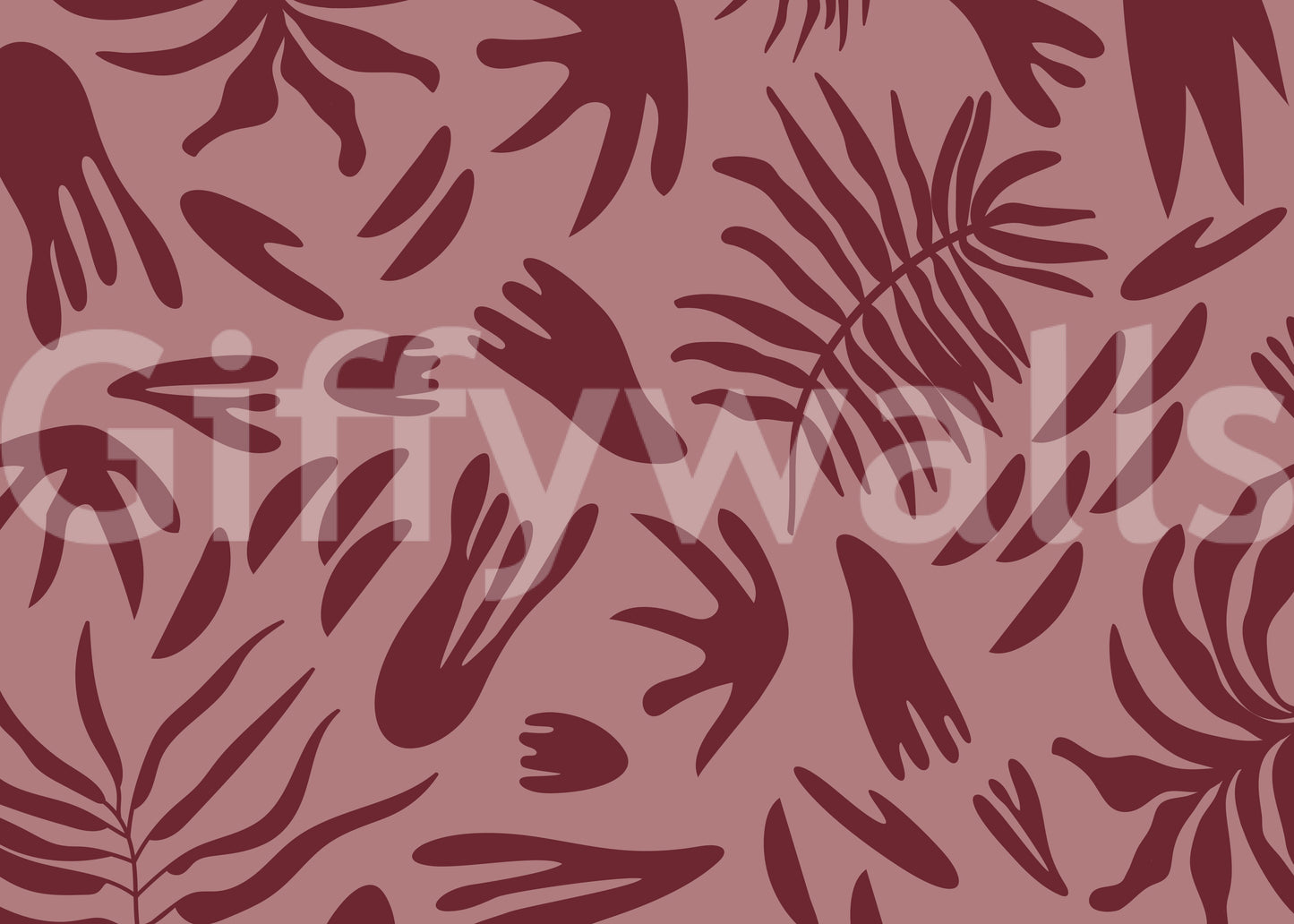 Maroon Botanical Rhythm Wall Mural