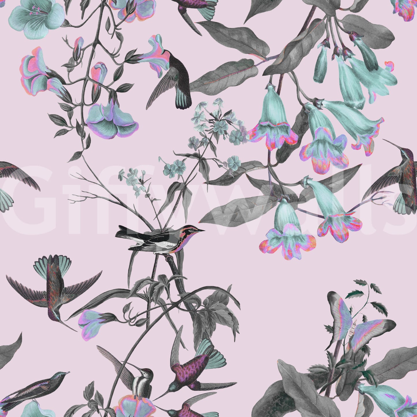 Aviario de colores pastel encantados Wallpaper