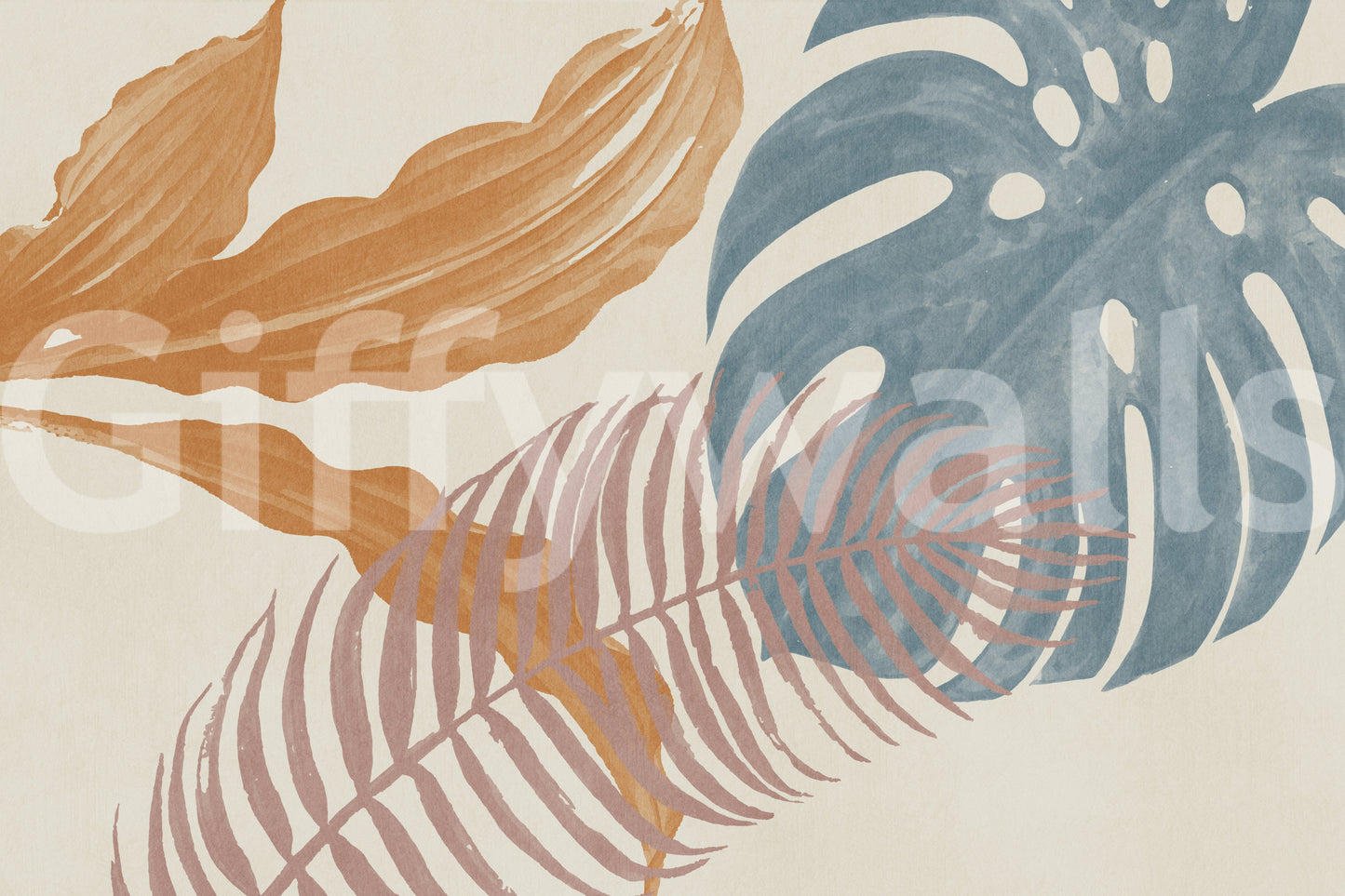 Tropical Leaves Muted Wall Mural