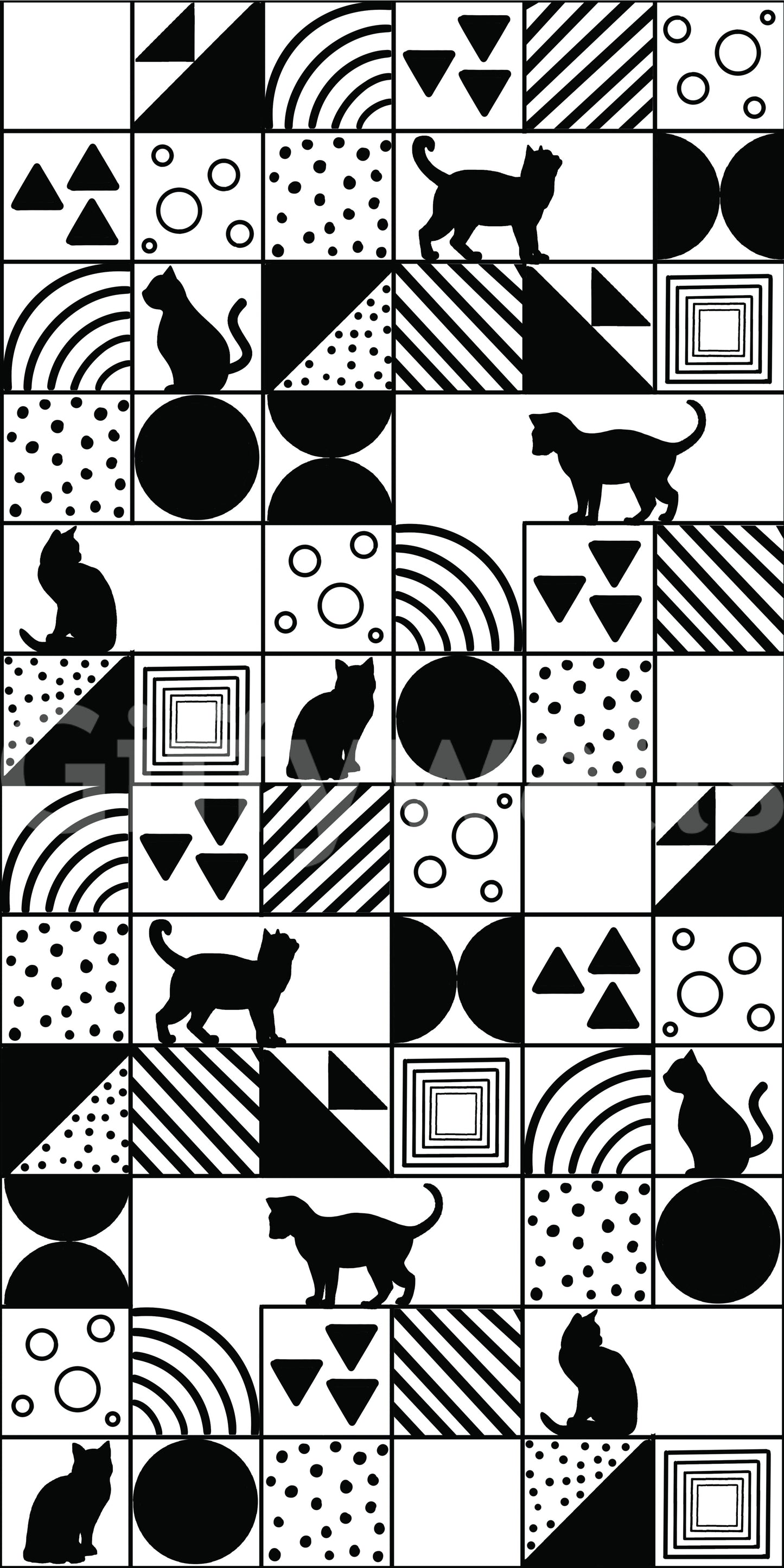 Monochrome Cat Maze Wallpaper