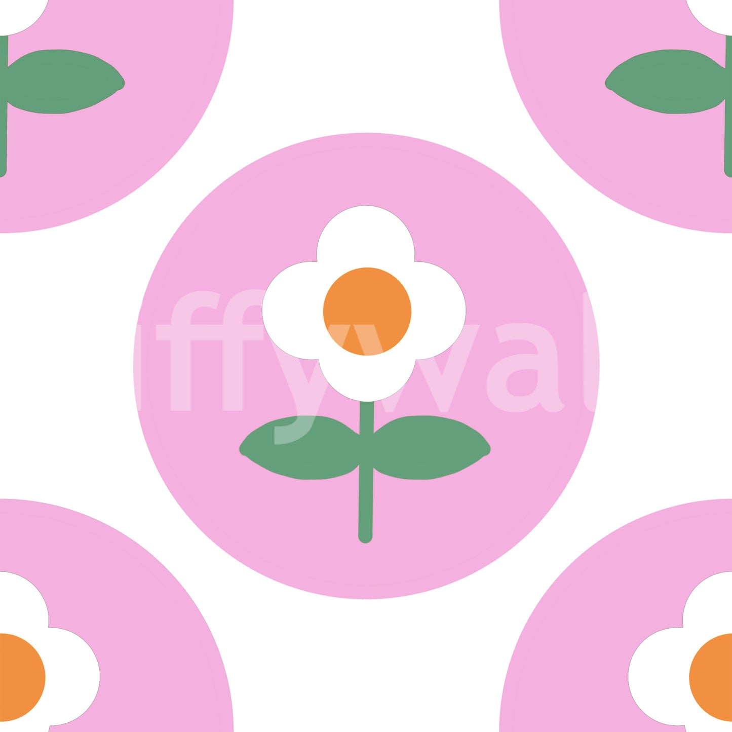 Retro Daisy Circles Wallpaper