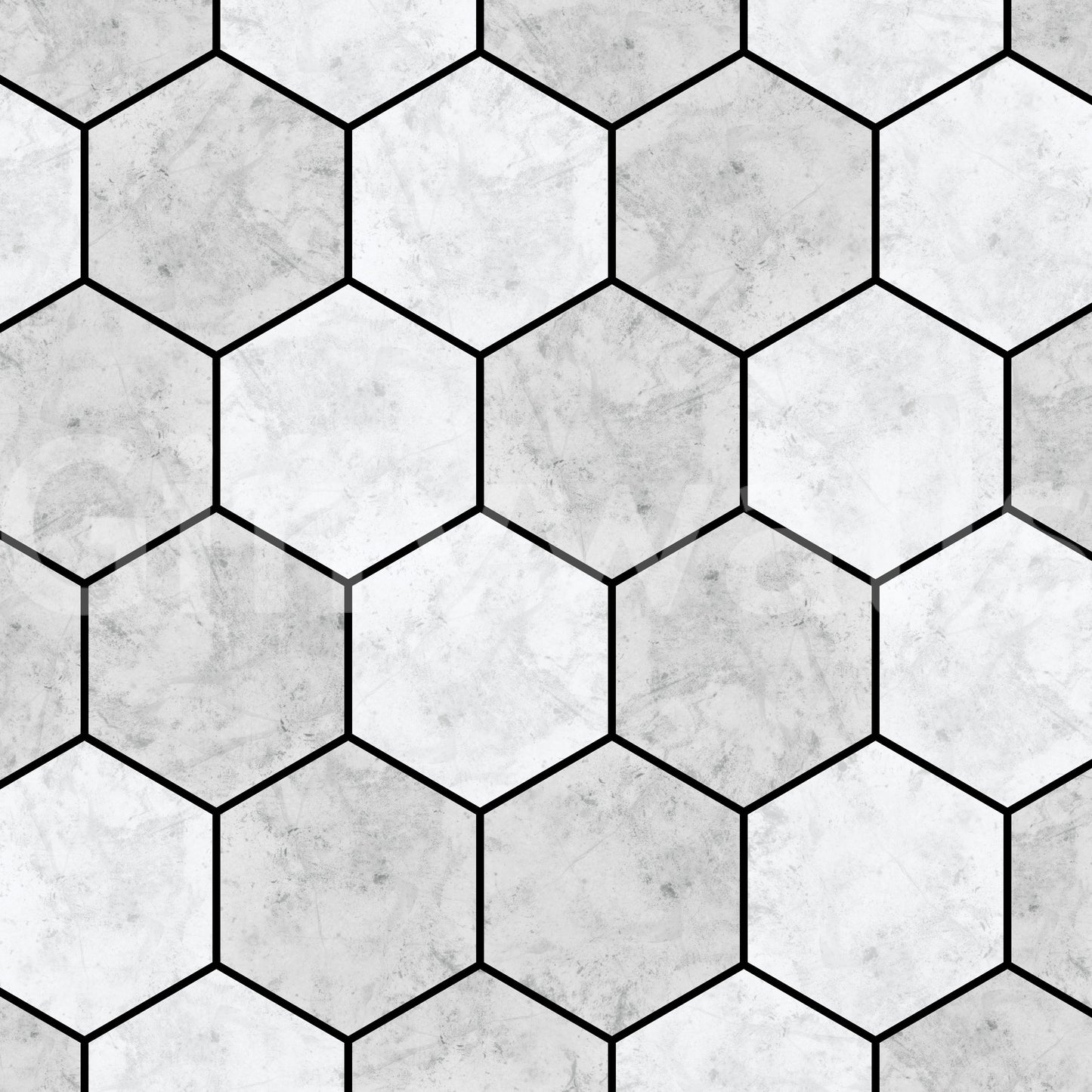 White Marble Hexagon Geometric Stone Pattern Wall Mural