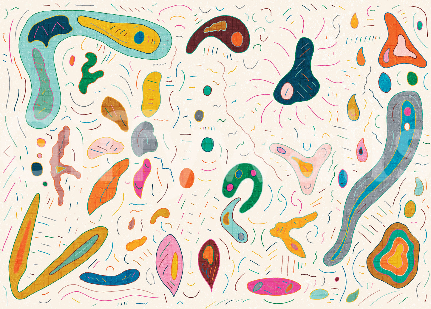 Playfull abstract shapes Wall Mural