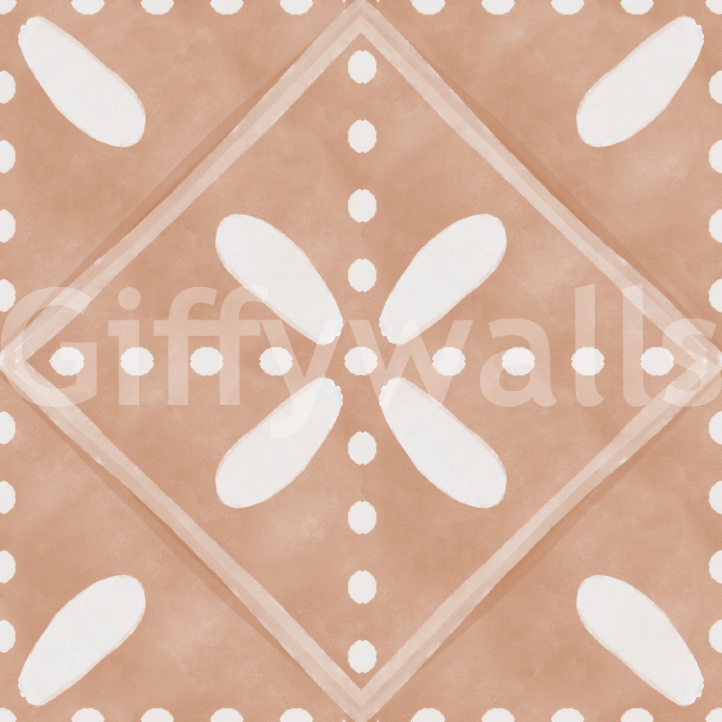Geometric cotto tile motifs lock together in this Tuscany Bloom wallpaper.