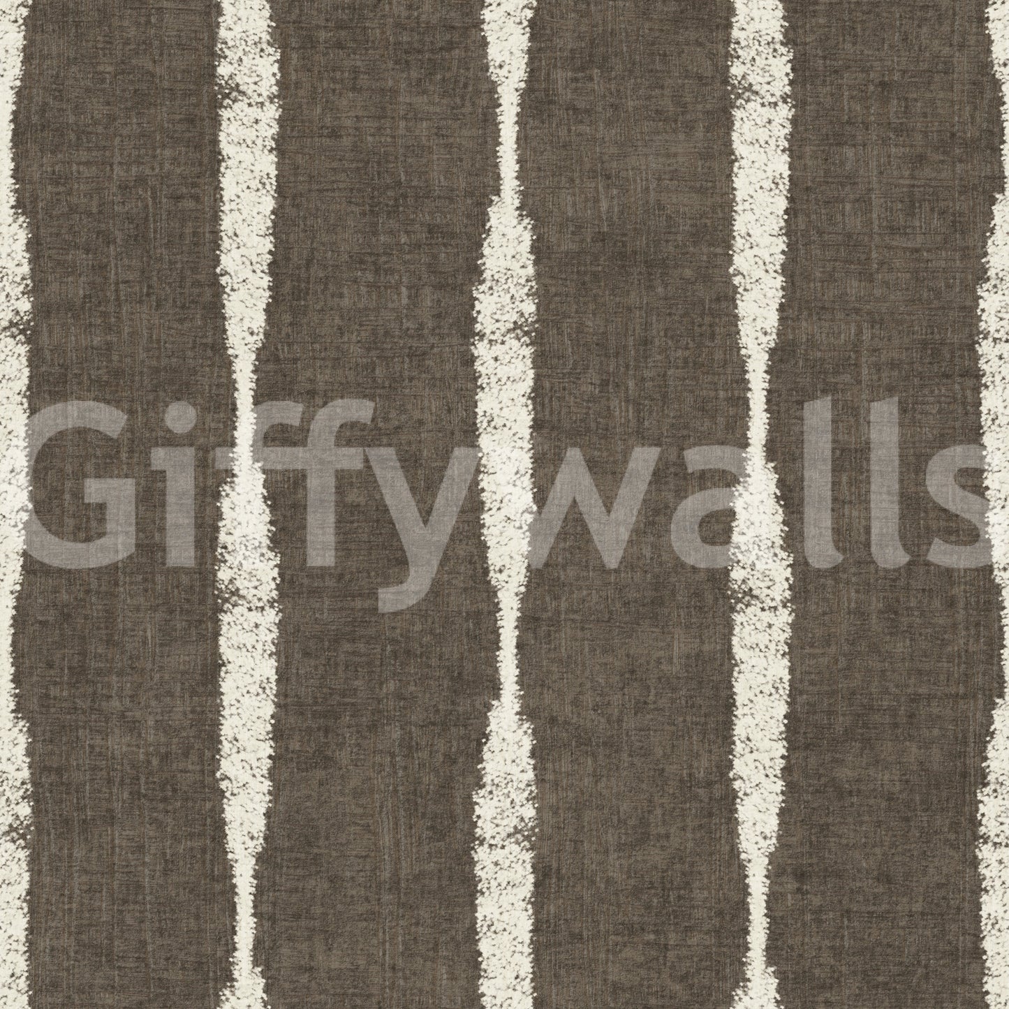 Cream Textured Distressed Stripes on Muted Brown Wallpaper