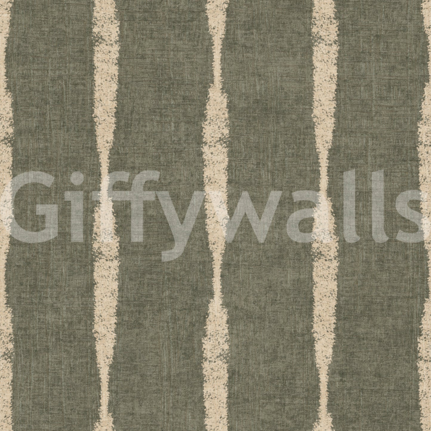 Warm Beige Textured Distressed Stripes on Muted Green Wallpaper