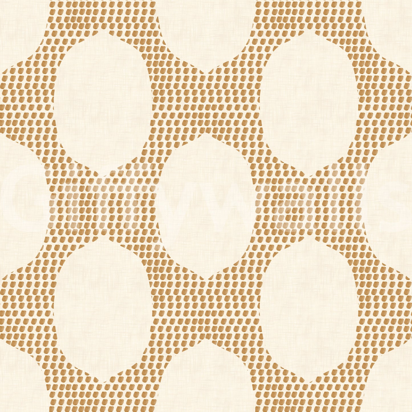 Warm, sandy tones give this beachy boho wallpaper a handmade mosaic look