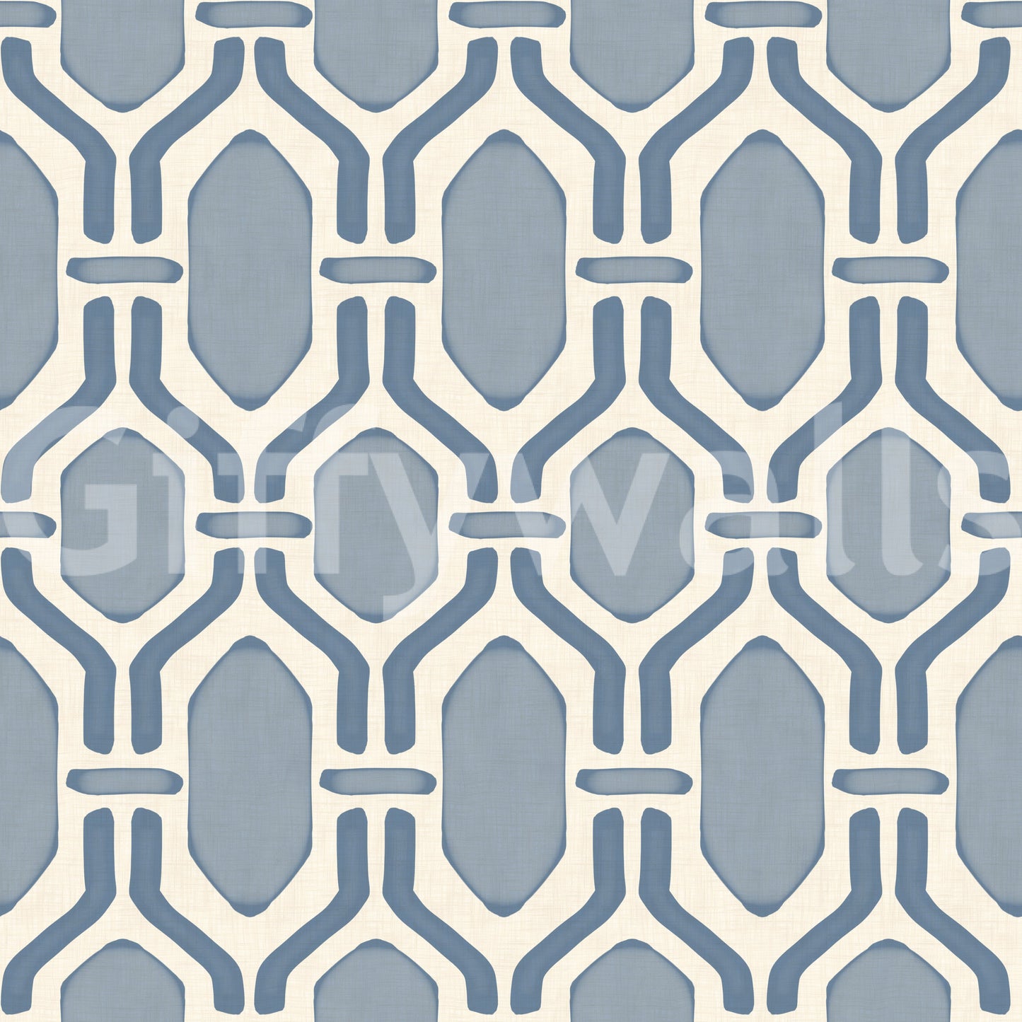 Crisp cream outlines form this geometric trellis wallpaper.