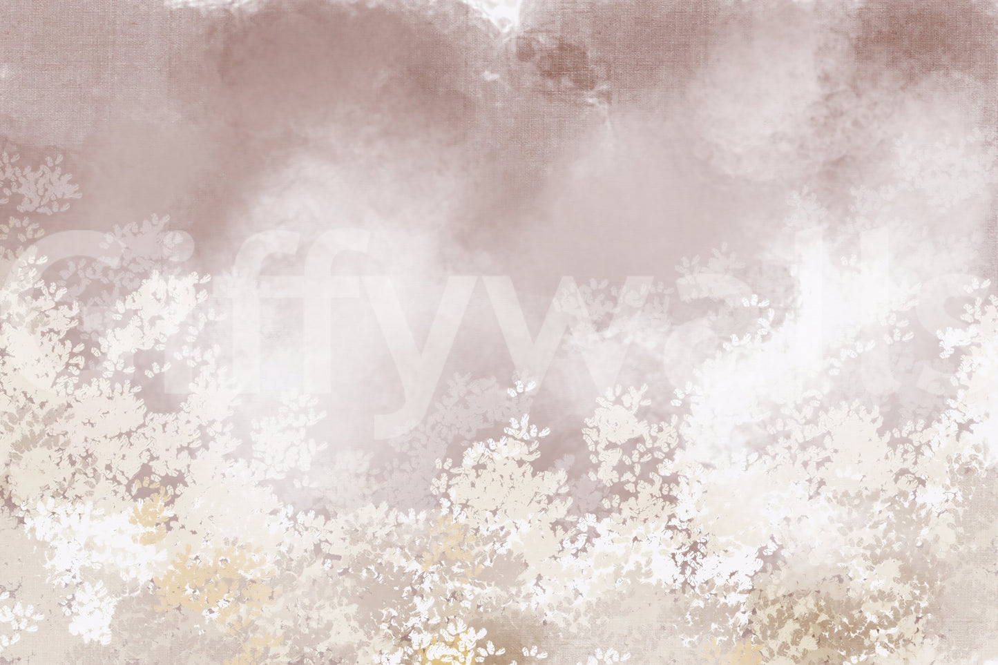 Loose blossom clusters scatter gently through the Gentle Leaf Veil wall mural